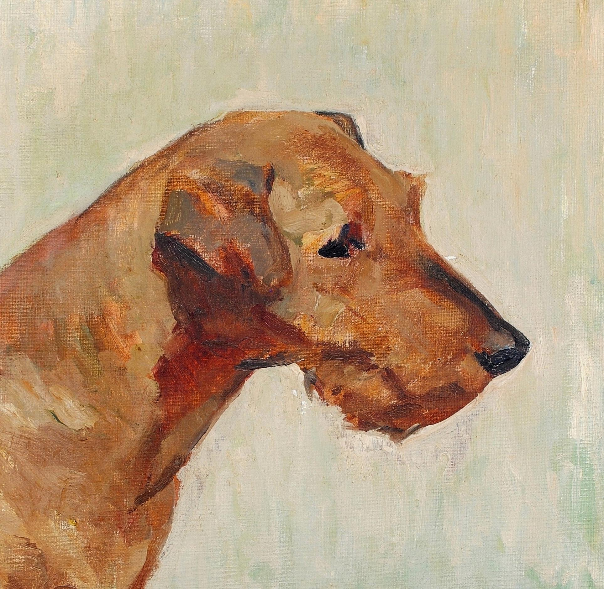Un bellissimo ritratto ad olio su tela dei primi del Novecento del terrier 