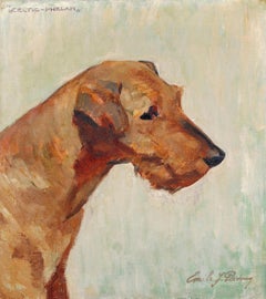 Celtic Phelan - Ritratto di Terrier Antico Cane Belga Olio su Tela