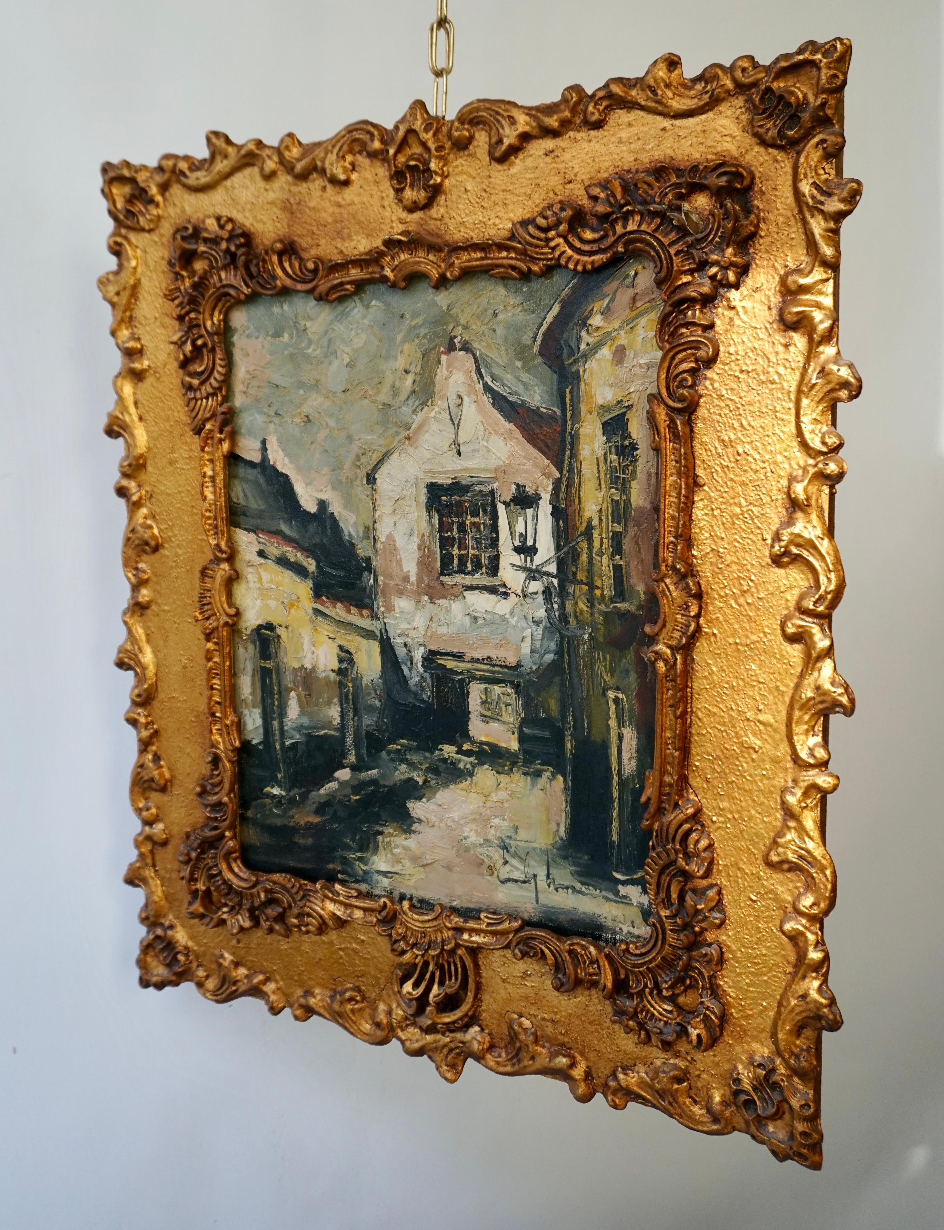 Vue de la ruelle à Bruxelles
Huile sur toile.
Vue typique de la vieille ville, peinture d'Emile Lammers, signée en bas à droite. Le peintre belge Emile Lammers est né en 1914 à Sint-Joost-ten-Node et y est décédé en 1990. Connu pour ses paysages