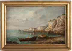 Emile Lapierre Oil on Panel French Fishing Landscape, circa 1850