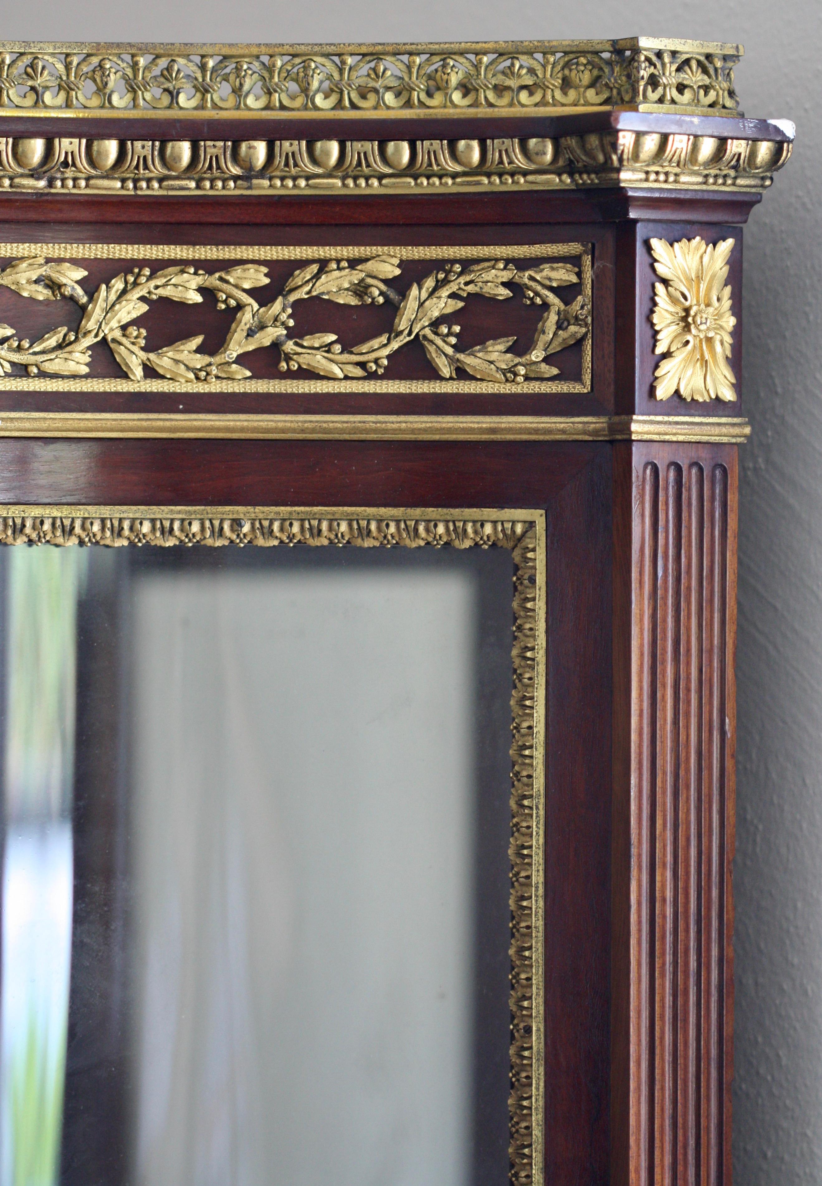 Émile Léger & Cie A Louis XVI Gilt-Bronze Mounted Mahogany Vitrine Cabinet For Sale 2