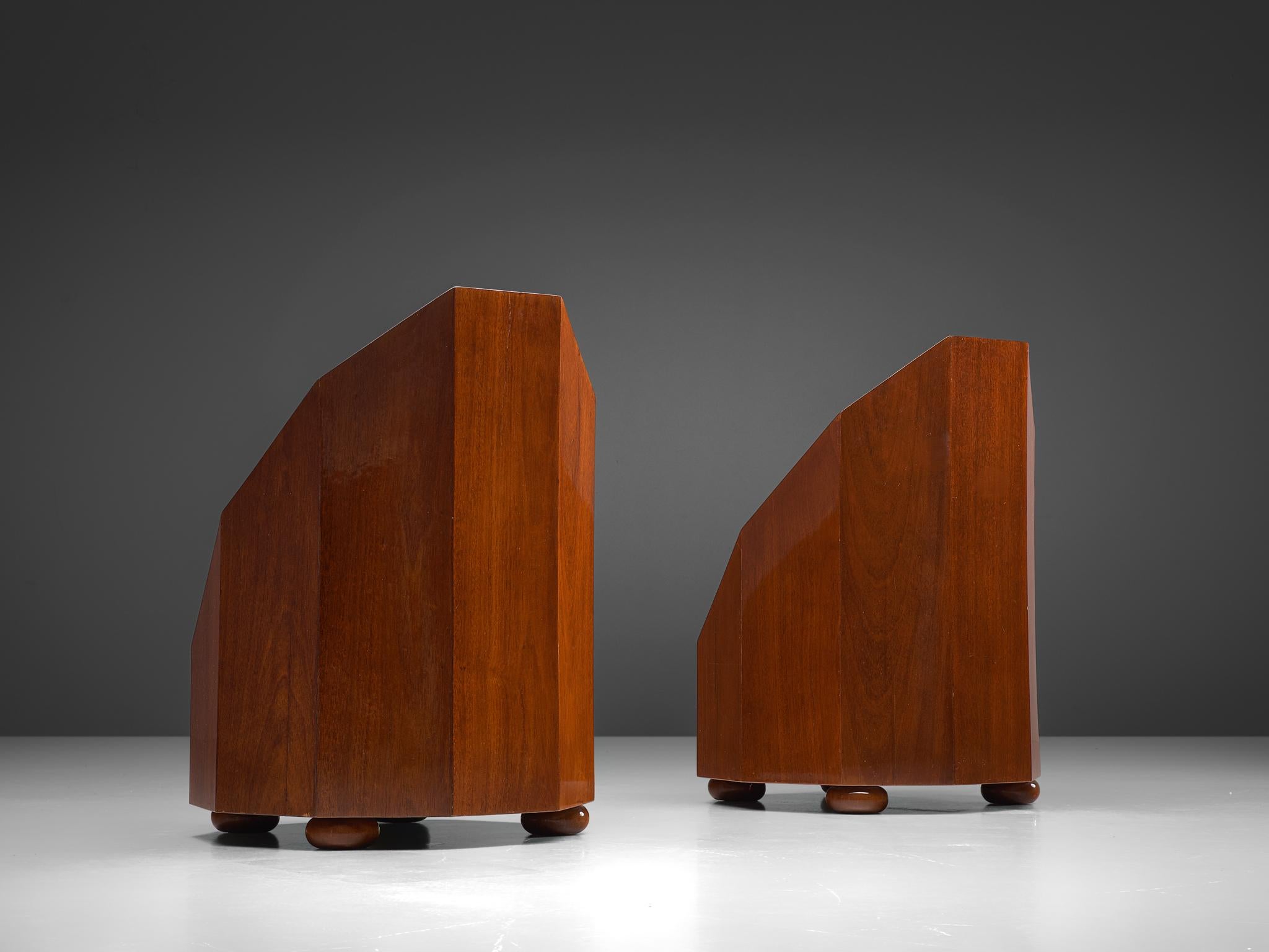 Emile Léon Bouchet Pair of Easy Chairs, Teak and Upholstery, Italy, circa 1925 In Good Condition In Waalwijk, NL