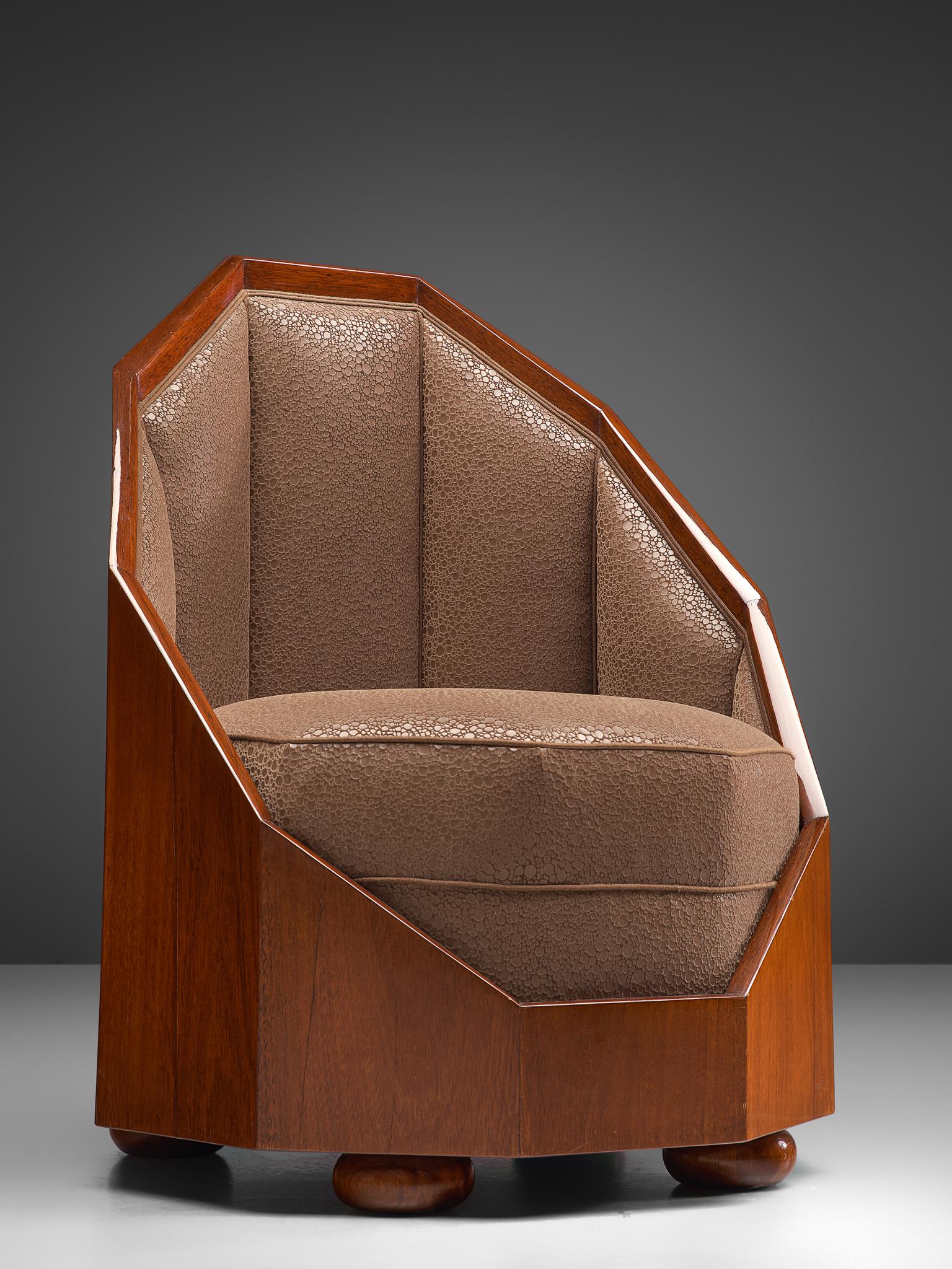 Emile Léon Bouchet Pair of Easy Chairs, Teak and Upholstery, Italy, circa 1925 1
