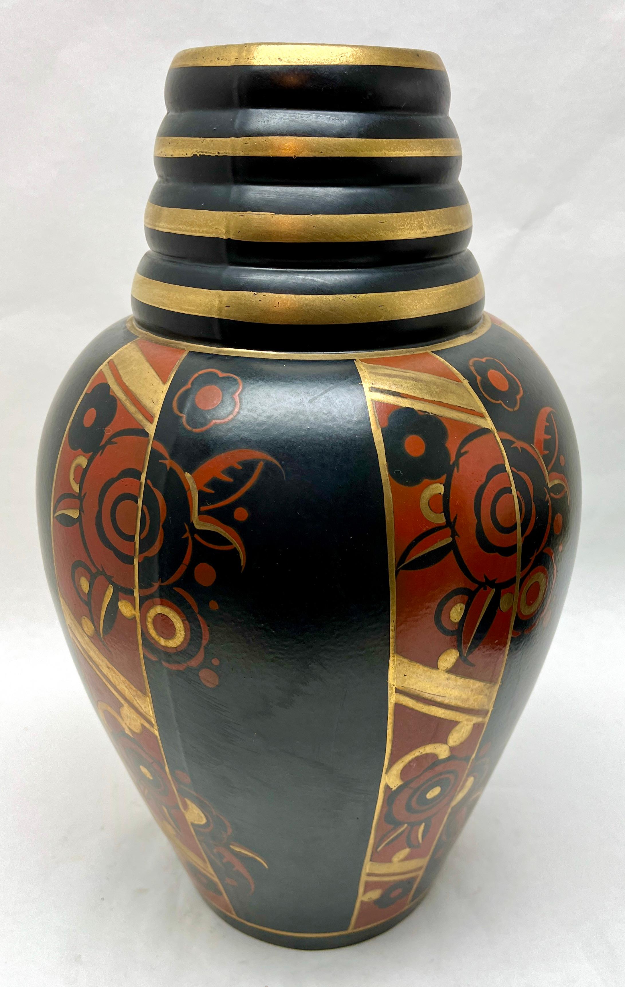 Hand-Crafted Emile Lombart, Saint Ghislain, Art Deco Vase