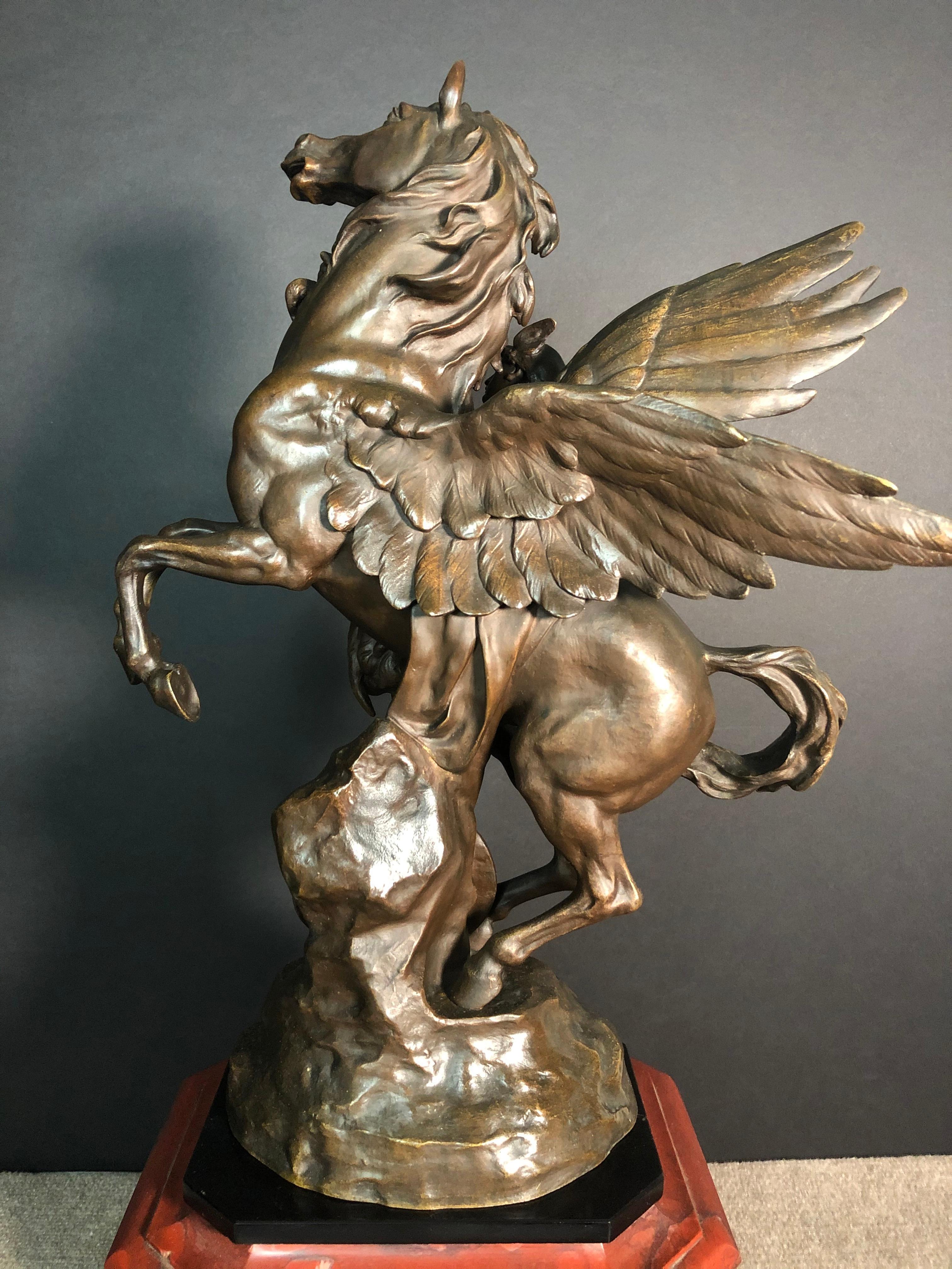 Gold Plate Émile Louis Picault Bronze Pegasus on Presentation Plinth For Sale
