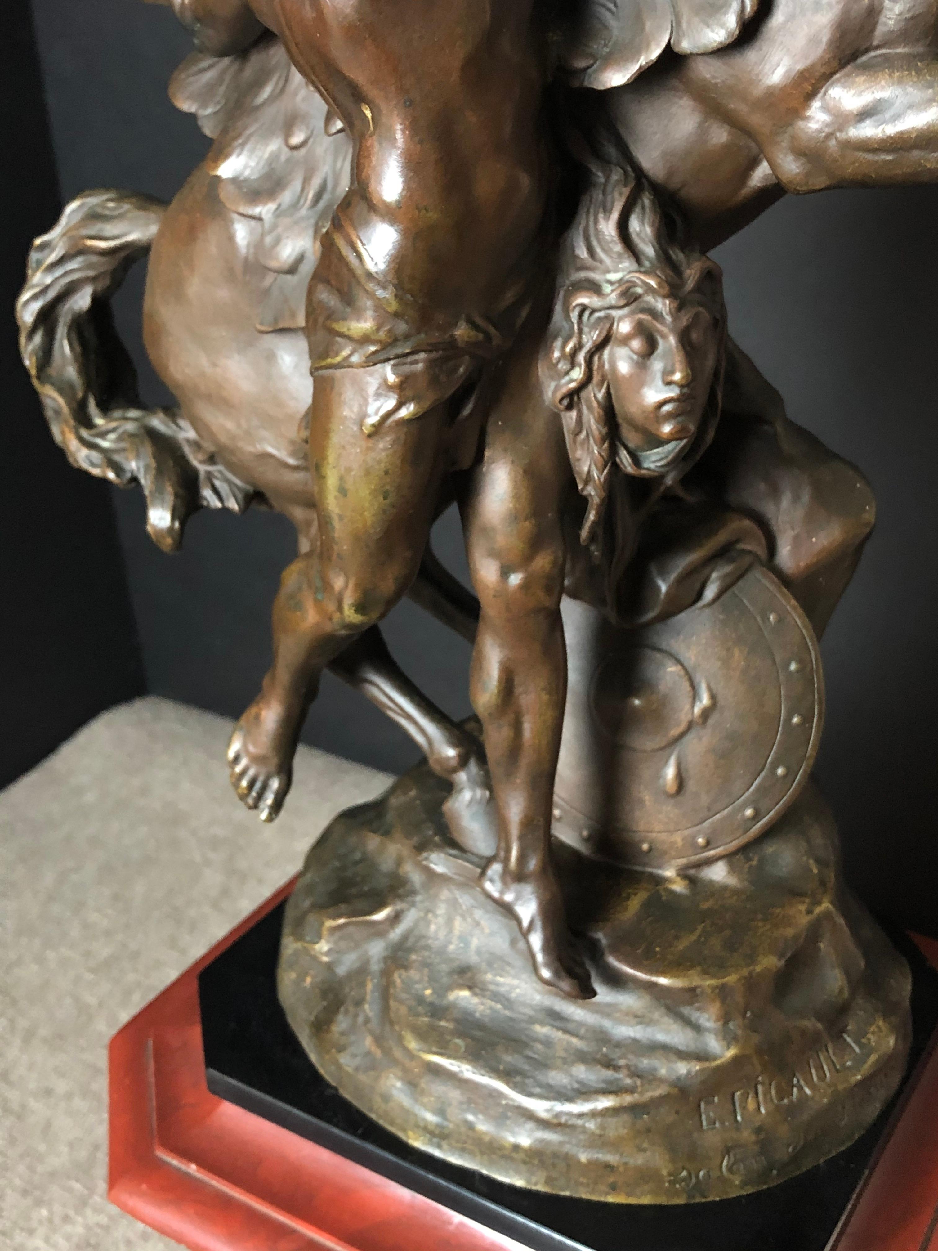 Français Émile Louis Picault Pégase en bronze sur socle de présentation en vente