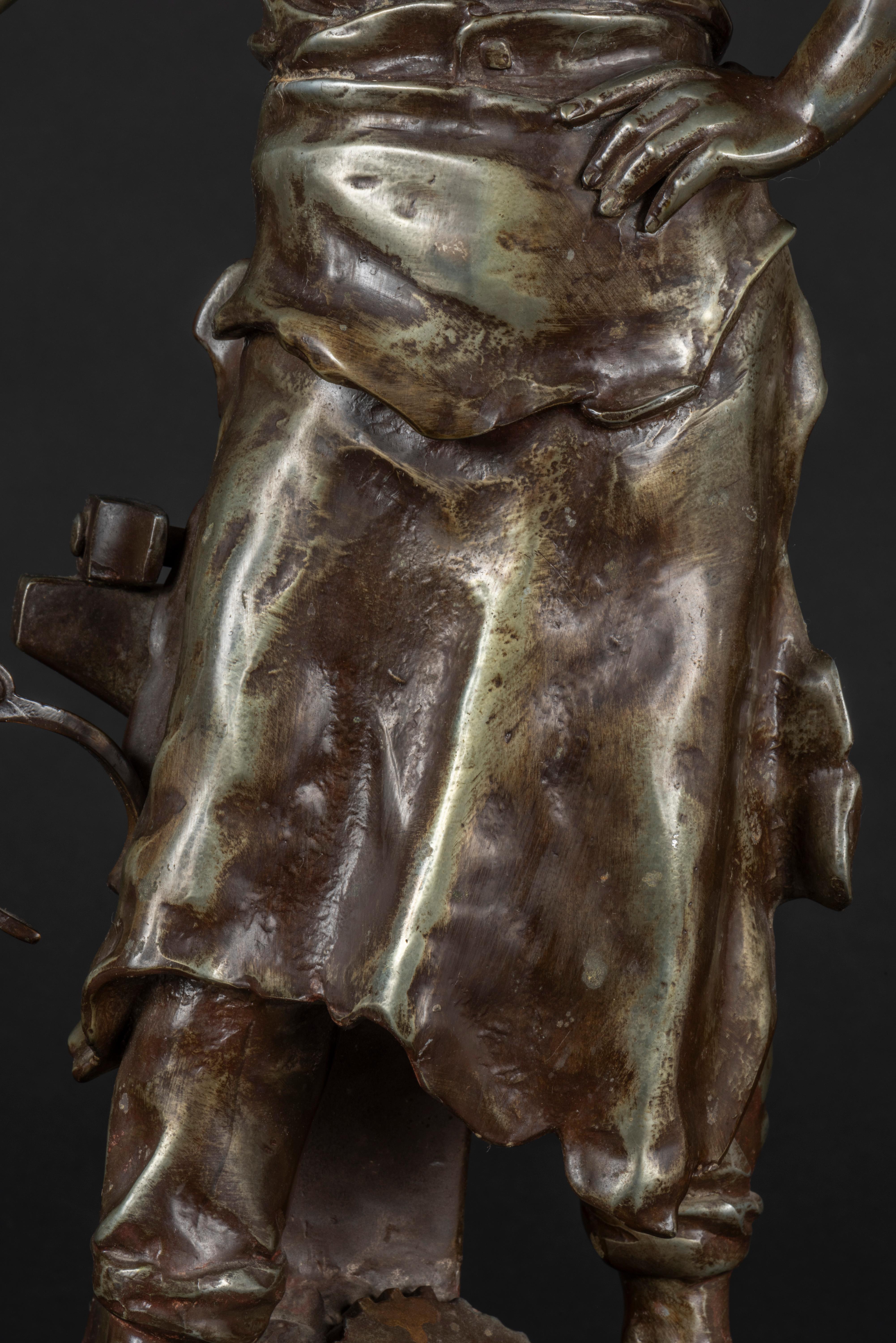 Emile Louis Picault 1833 1915 LE TRAVAIL Bronze Statue For Sale 