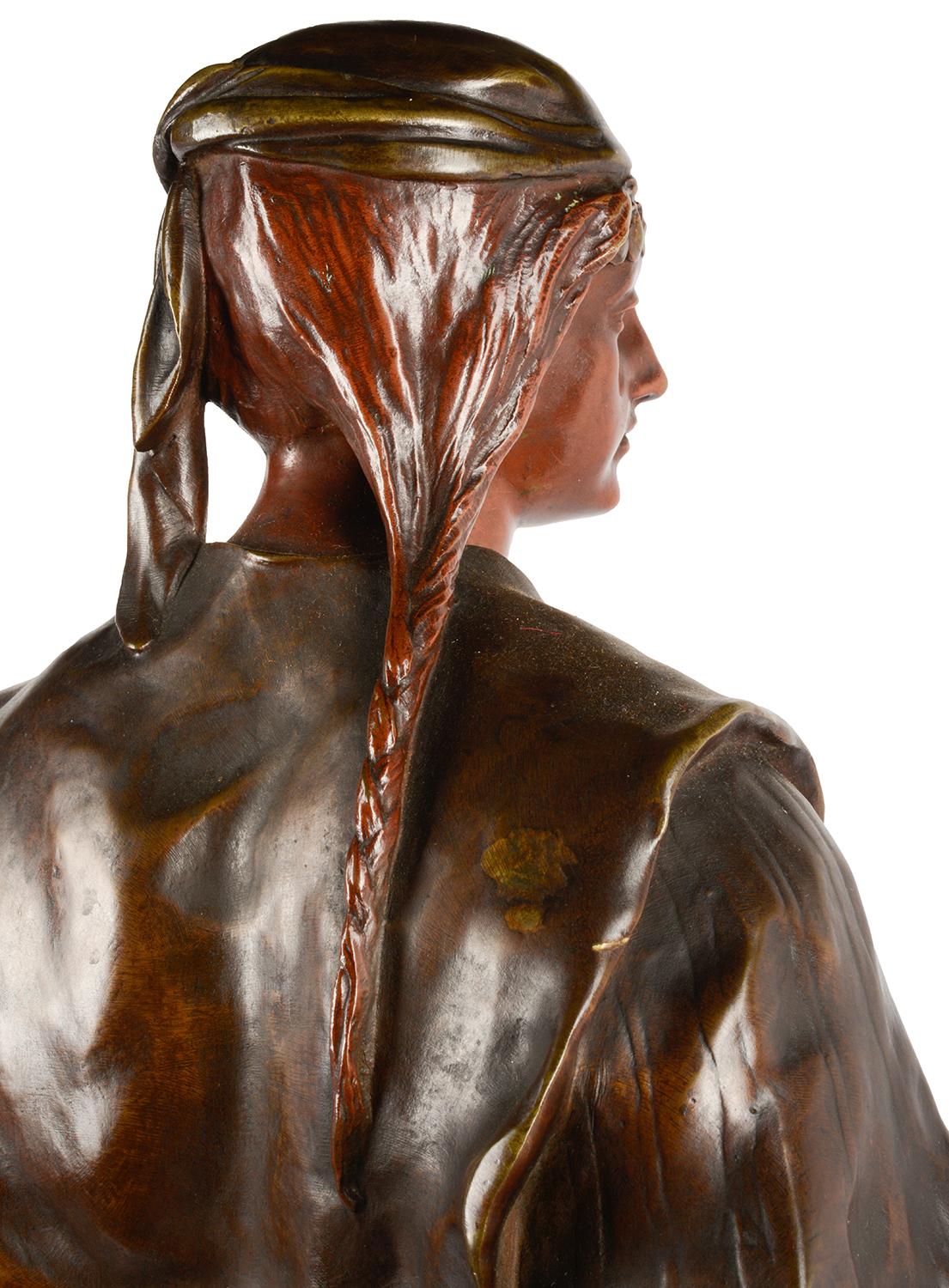 Émile-Louis Picault, a French Orientalist Bronze of Queen Esther In Good Condition For Sale In Brighton, Sussex