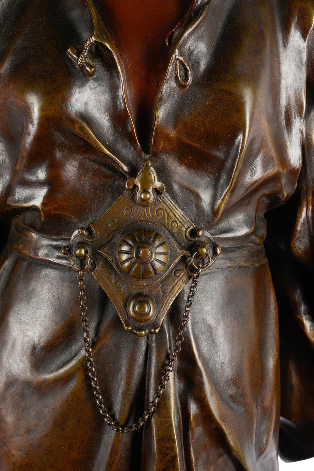 19th Century Émile-Louis Picault, a French Orientalist Bronze of Queen Esther For Sale