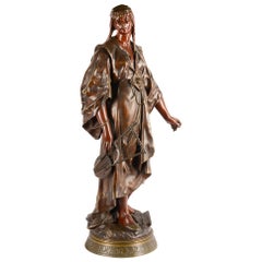 Antique Émile-Louis Picault, a French Orientalist Bronze of Queen Esther