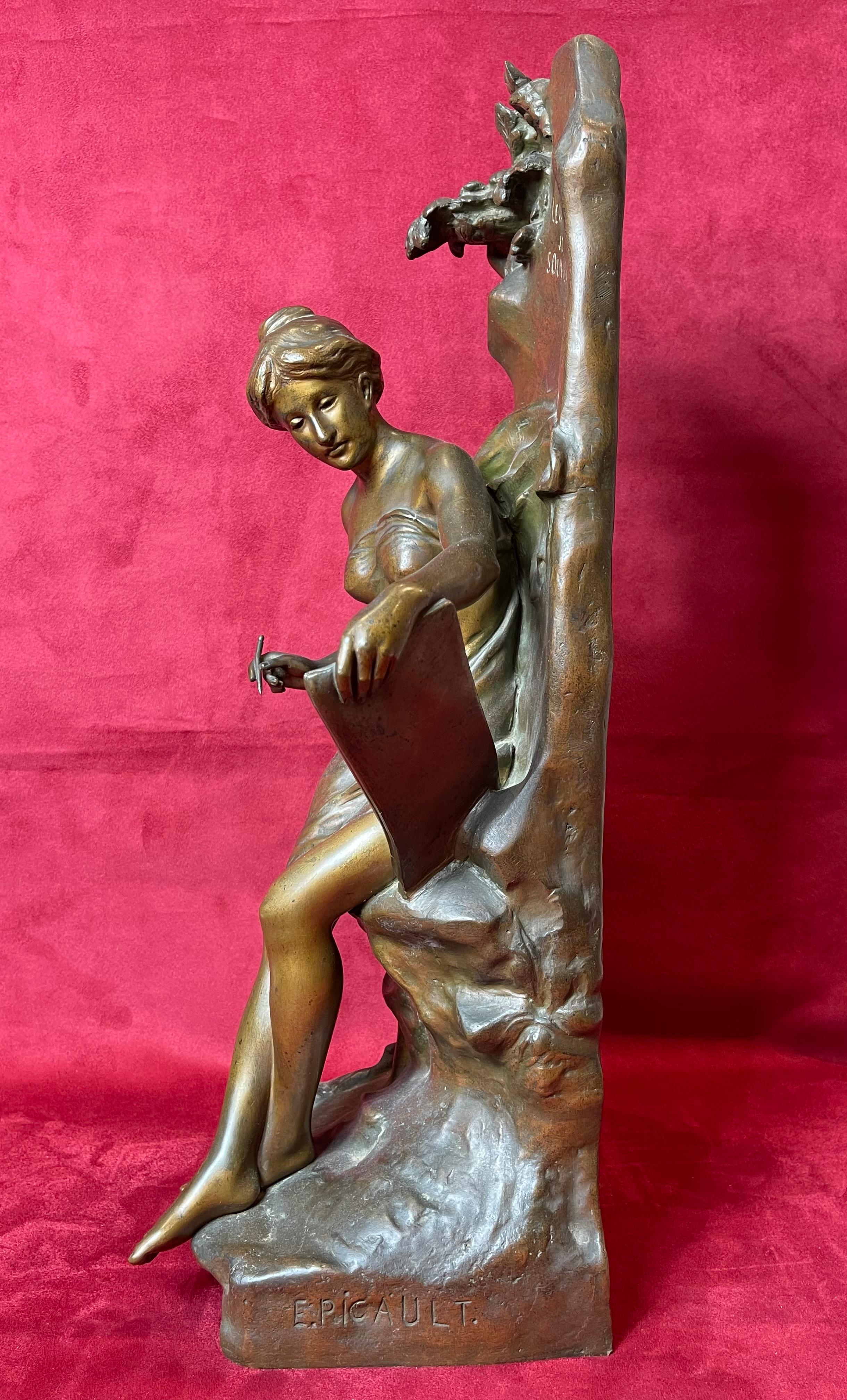 Emile-Louis Picault, Bronze „Memoria“ oder das Herz erinnert sich im Angebot 9