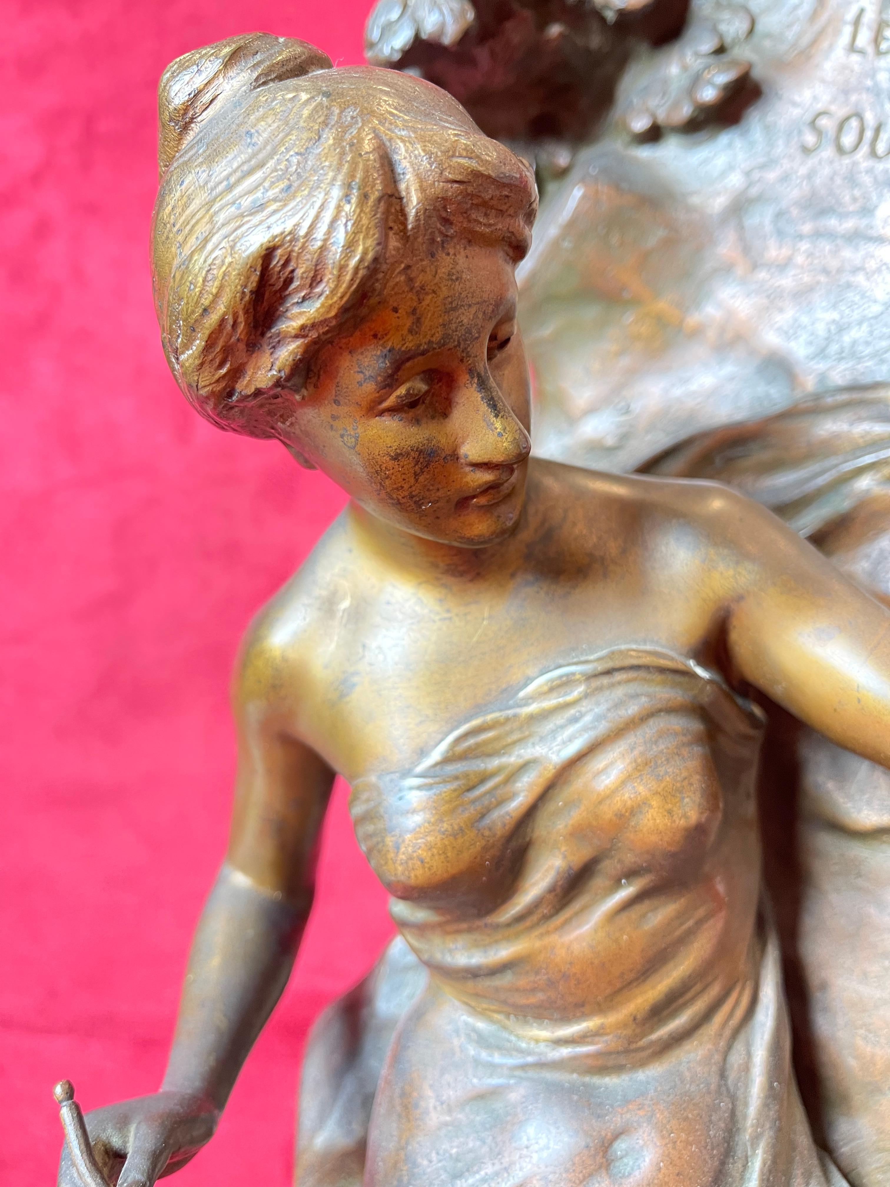 Emile-Louis Picault, Bronze „Memoria“ oder das Herz erinnert sich im Zustand „Gut“ im Angebot in Beaune, FR