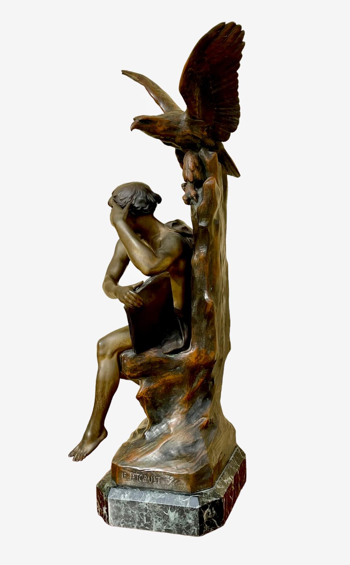 Emile Louis PICAULT - Bronze, The Thinker  For Sale 5