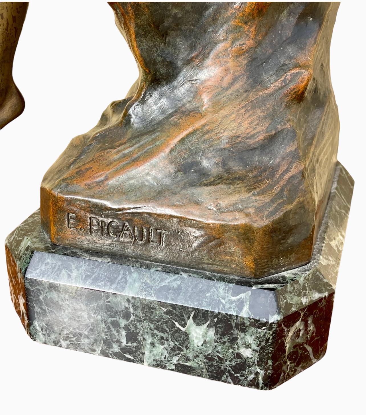 Emile Louis PICAULT - Bronze, The Thinker  en vente 6