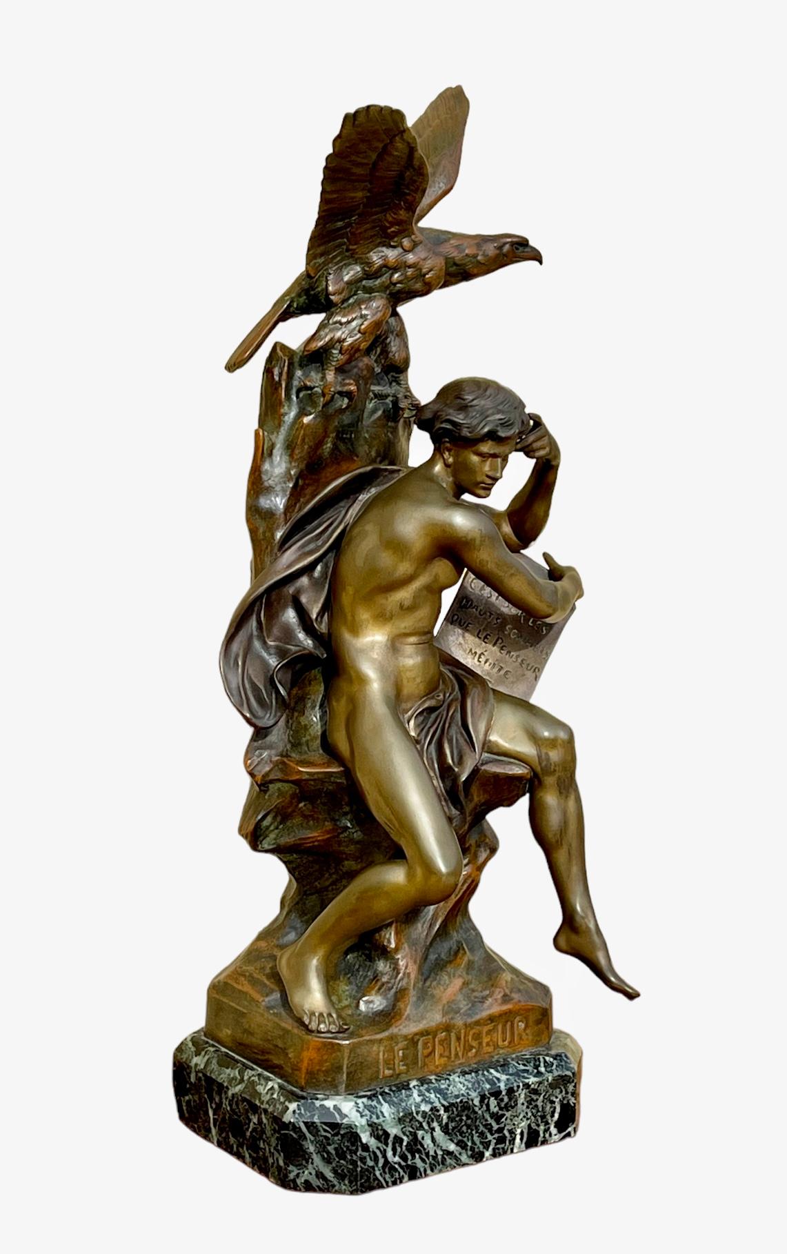 Emile Louis PICAULT - Bronze, The Thinker  en vente 1