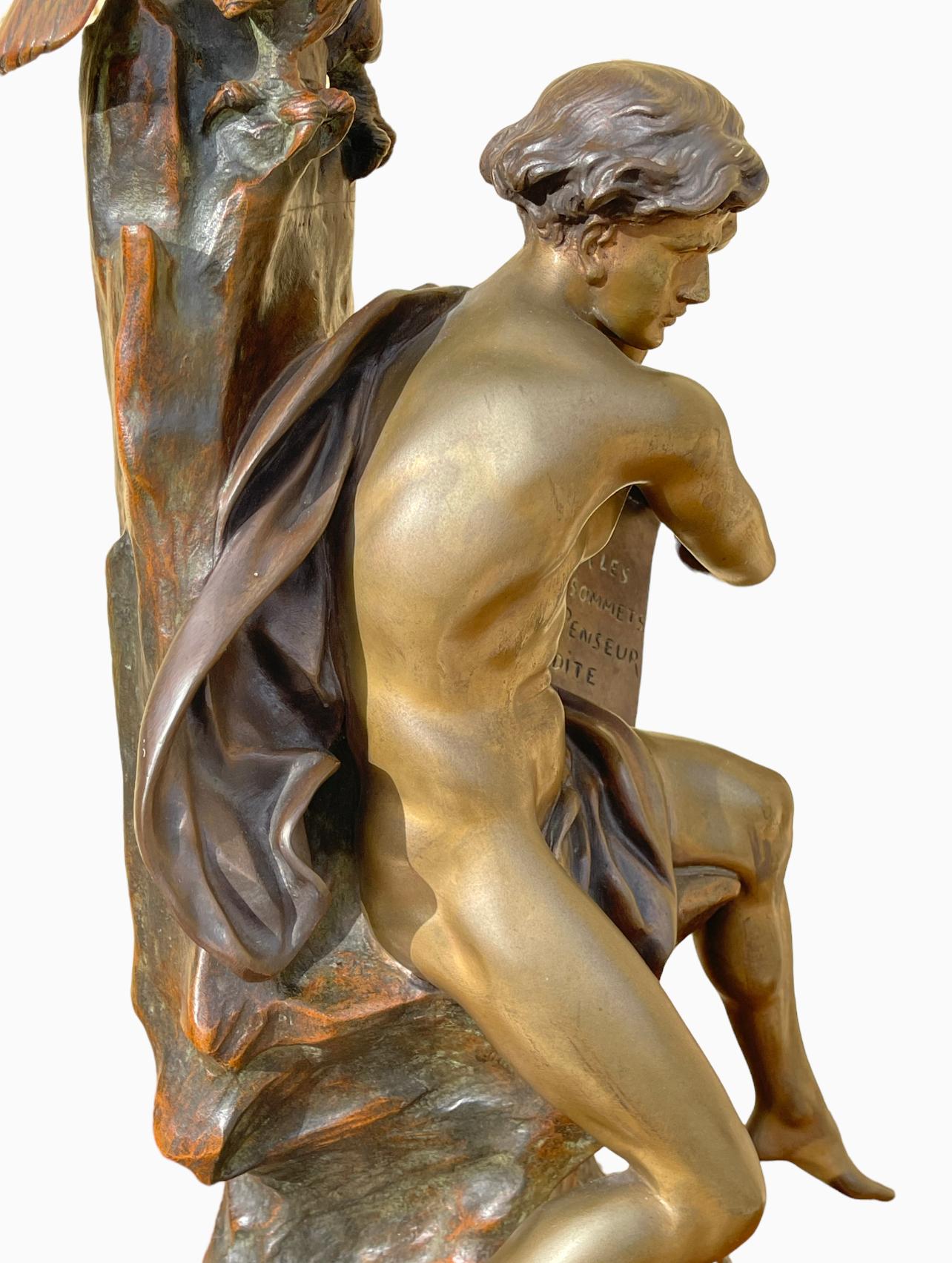Emile Louis PICAULT - Bronze, The Thinker  For Sale 3
