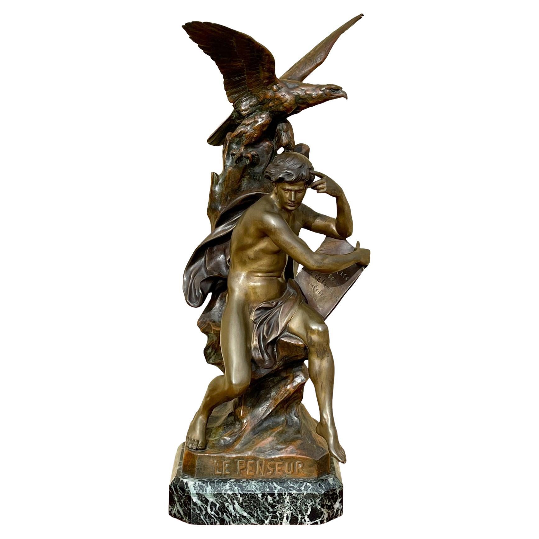 Emile Louis PICAULT - Bronze, The Thinker  en vente