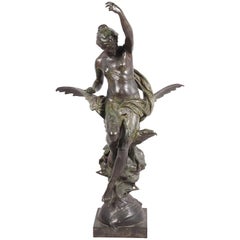 Antique Émile Louis Picault. Jupiter and Hebe, Bronze 