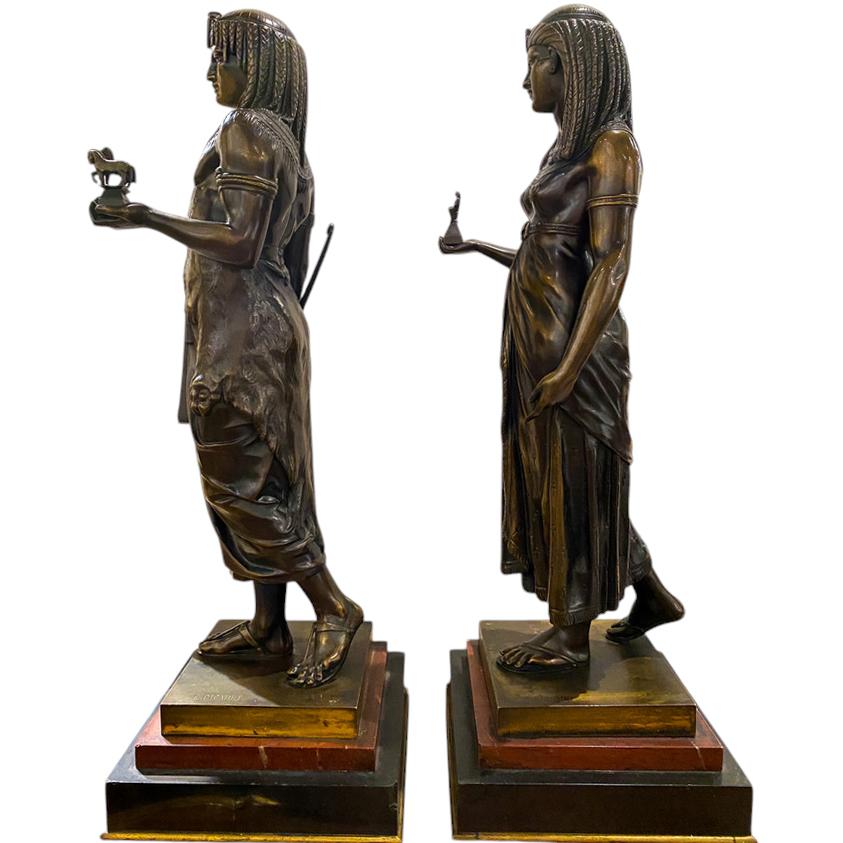 Émile Louis Picault   Orientalista /egipcio  Par de  Bronce  Esculturas en venta 1