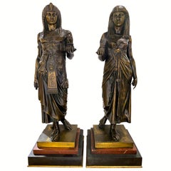 Émile Louis Picault   Orientalista /Egiziano  Coppia di  Bronzo  Sculture