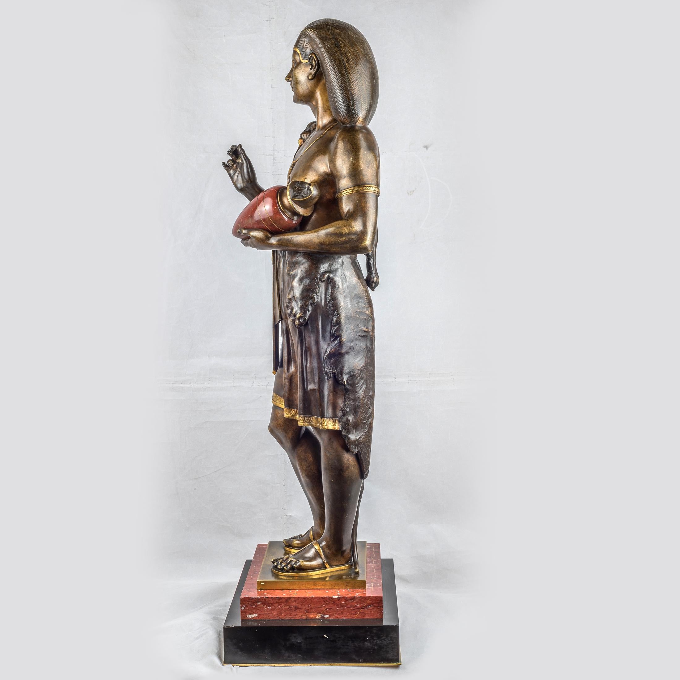 Egyptian Revival Gilt and Patinated Bronze Figure byÉmile Louis Picault For Sale 1