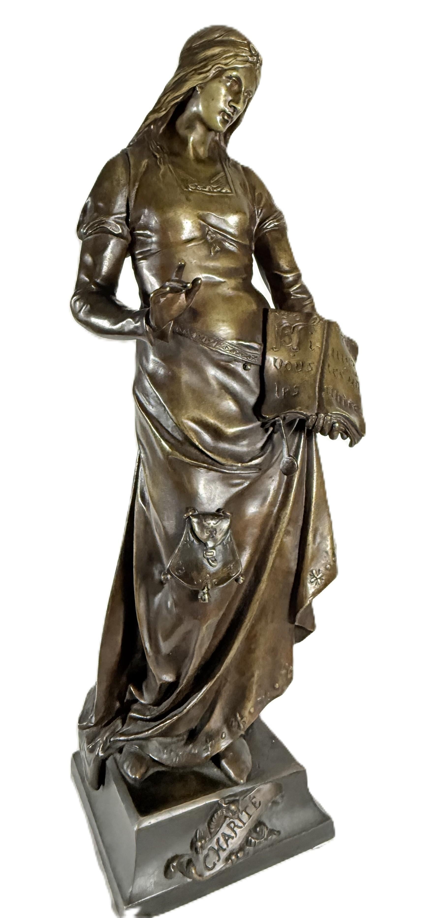 Französische Bronze Emile Louis Picault „Charity-Bien Faisance“ - Sculpture by Émile Louis Picault