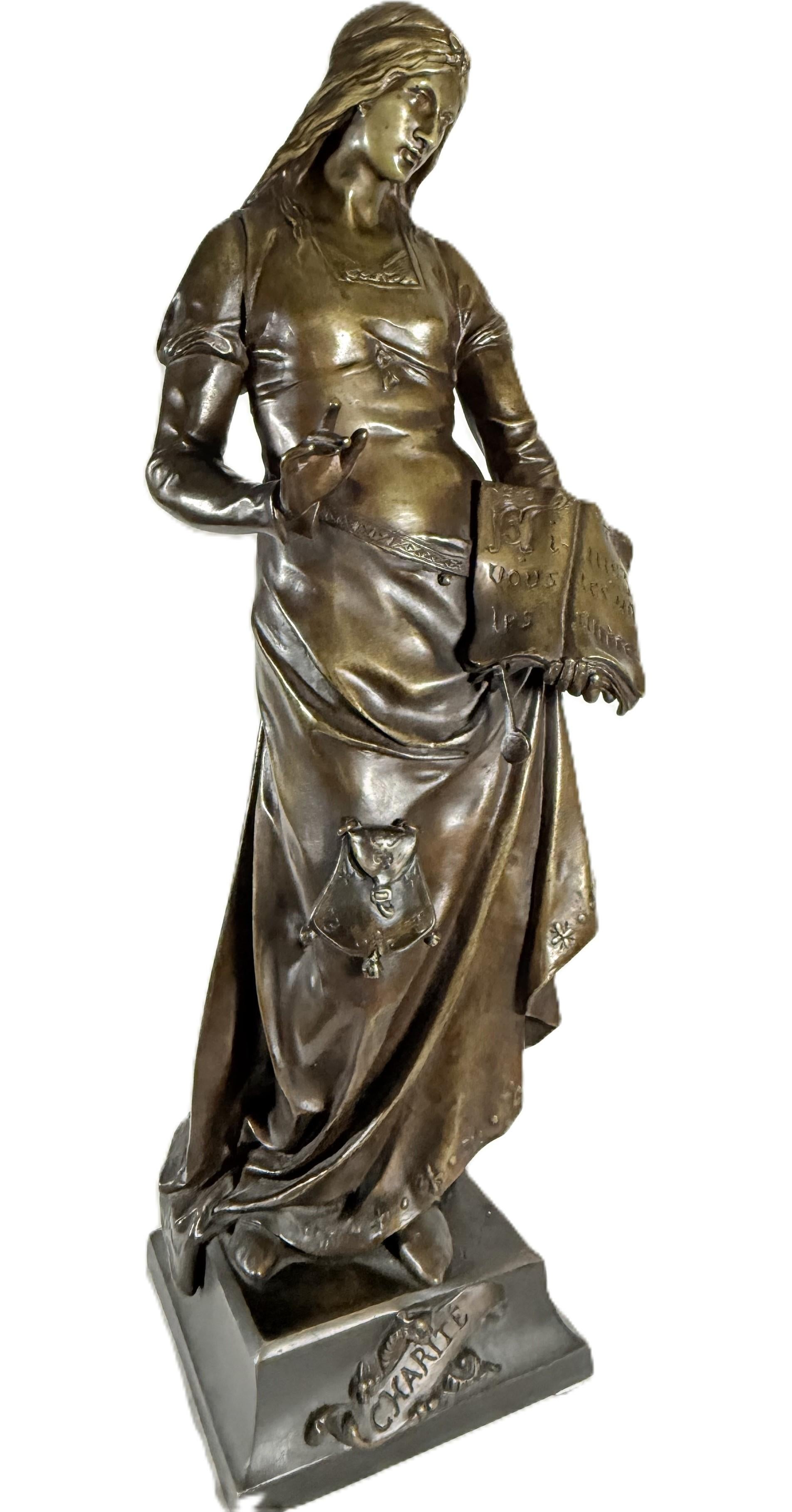 Französische Bronze Emile Louis Picault „Charity-Bien Faisance“ For Sale 1