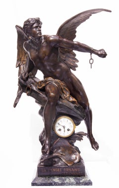  FRENCH Mythological Figural  CLOCK  Sculpture AFTER Emile PICAULT 19th Century 
