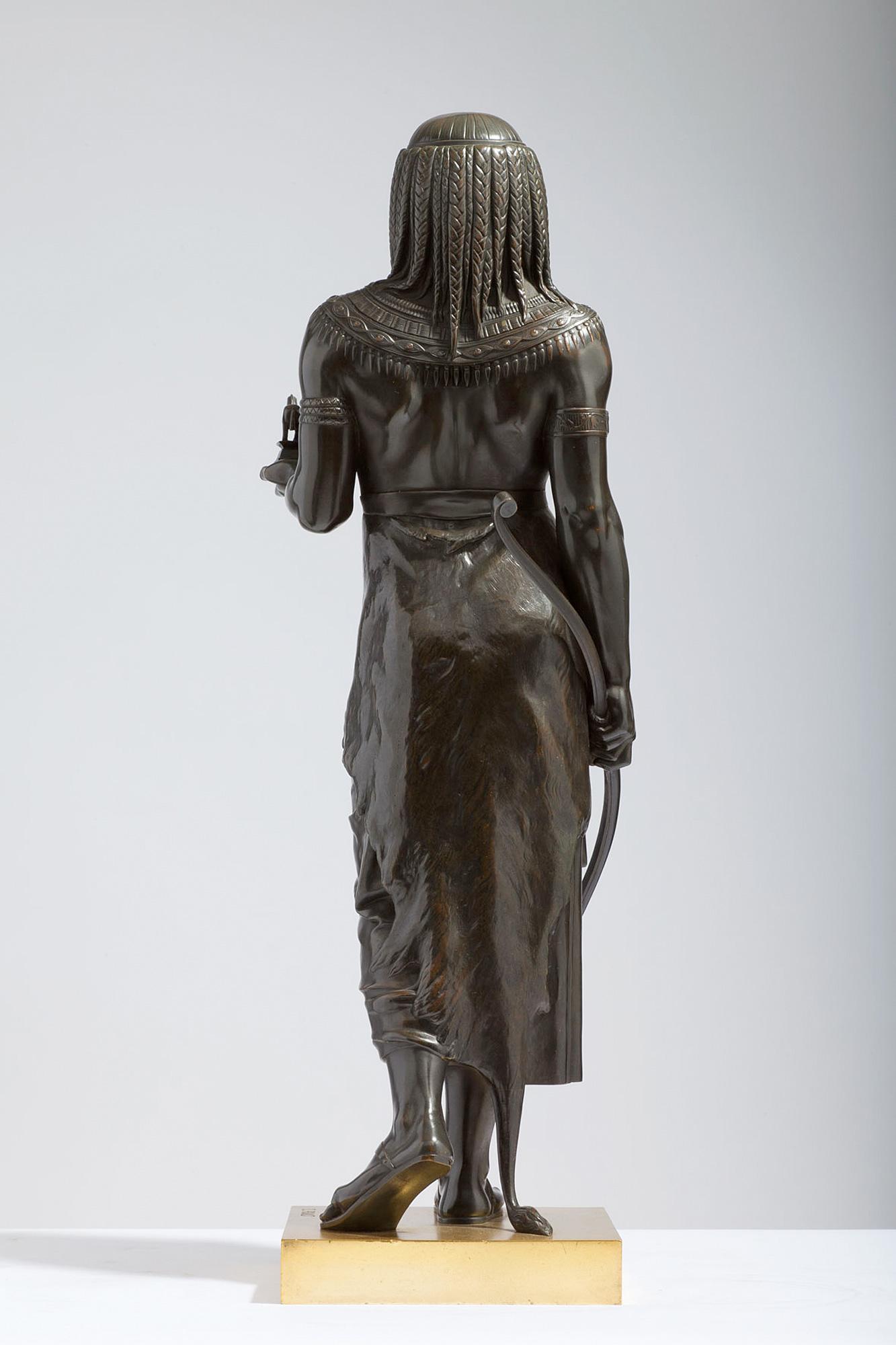 A fine Émile Louis Picault Patinated Bronze Statue of King Menthuophi 1