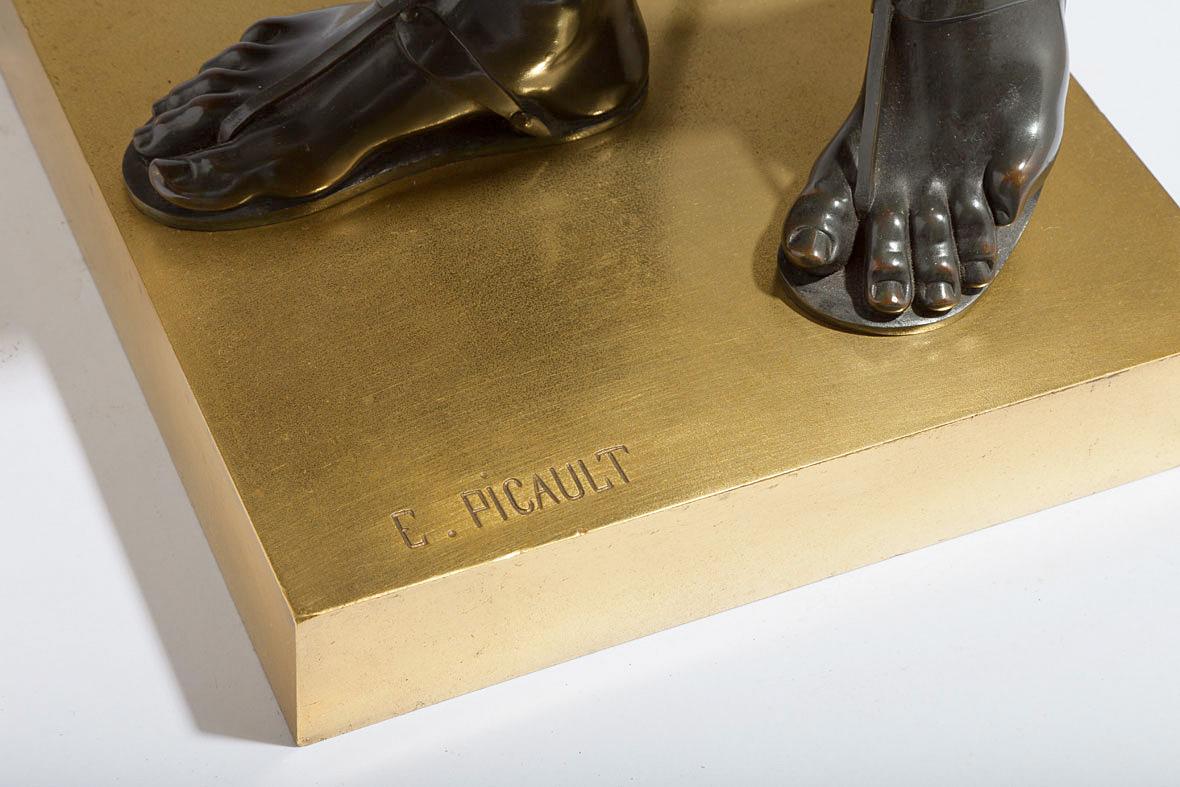 A fine Émile Louis Picault Patinated Bronze Statue of King Menthuophi 2