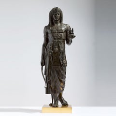 A fine Émile Louis Picault Patinated Bronze Statue of King Menthuophi