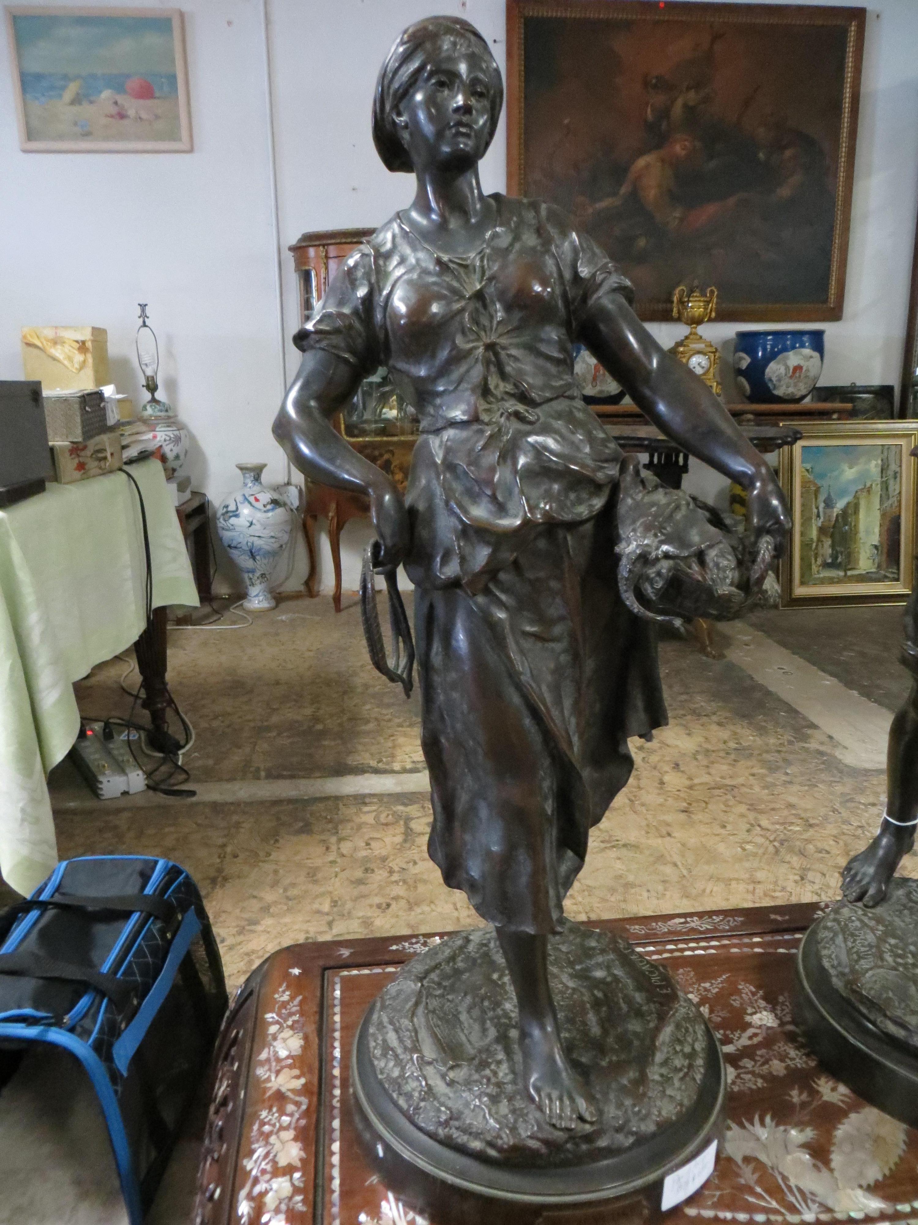 Pair Bronzes Statue's Signed By E. Picault 19 Century 1