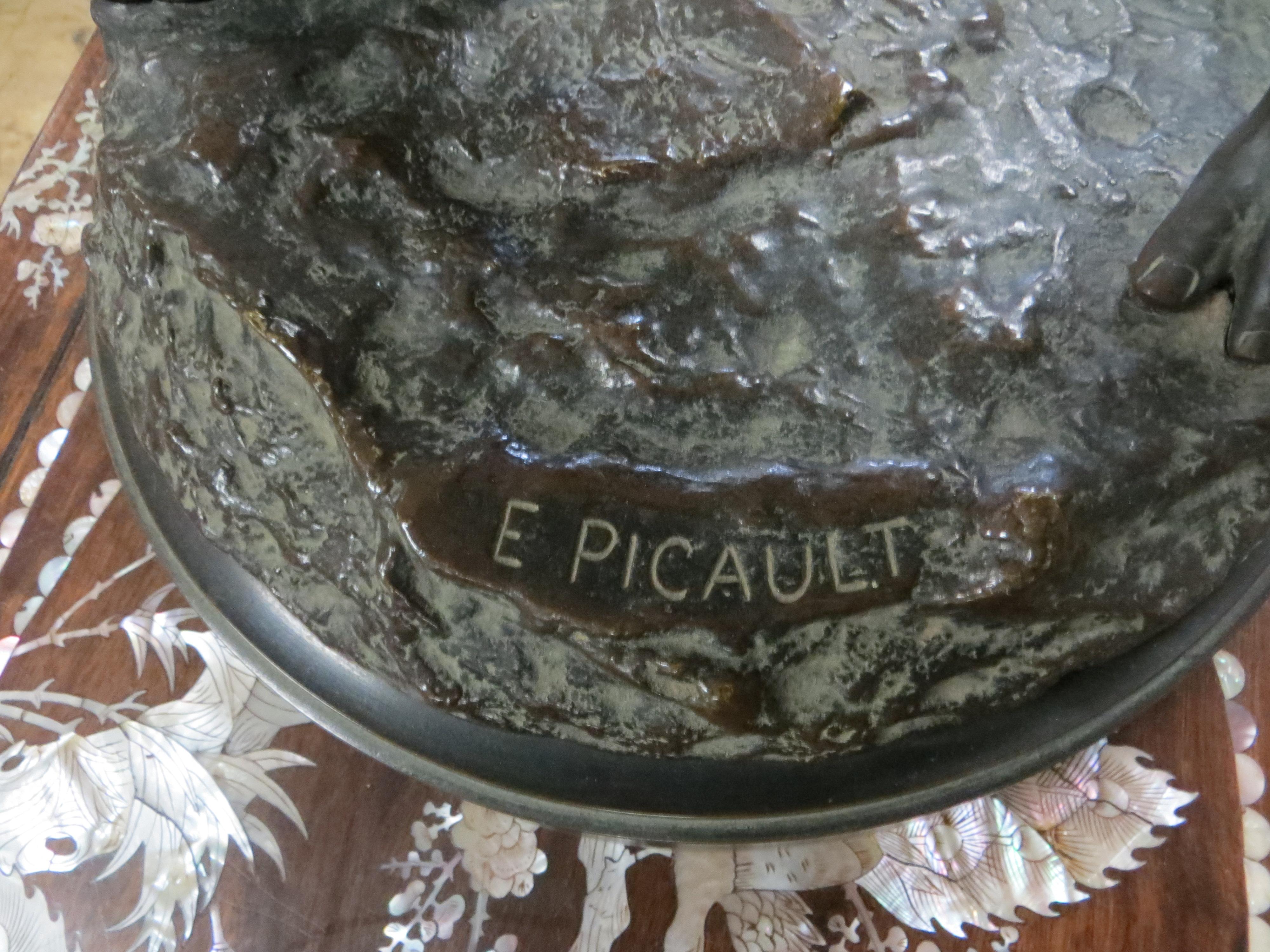 Pair Bronzes Statue's Signed By E. Picault 19 Century 3
