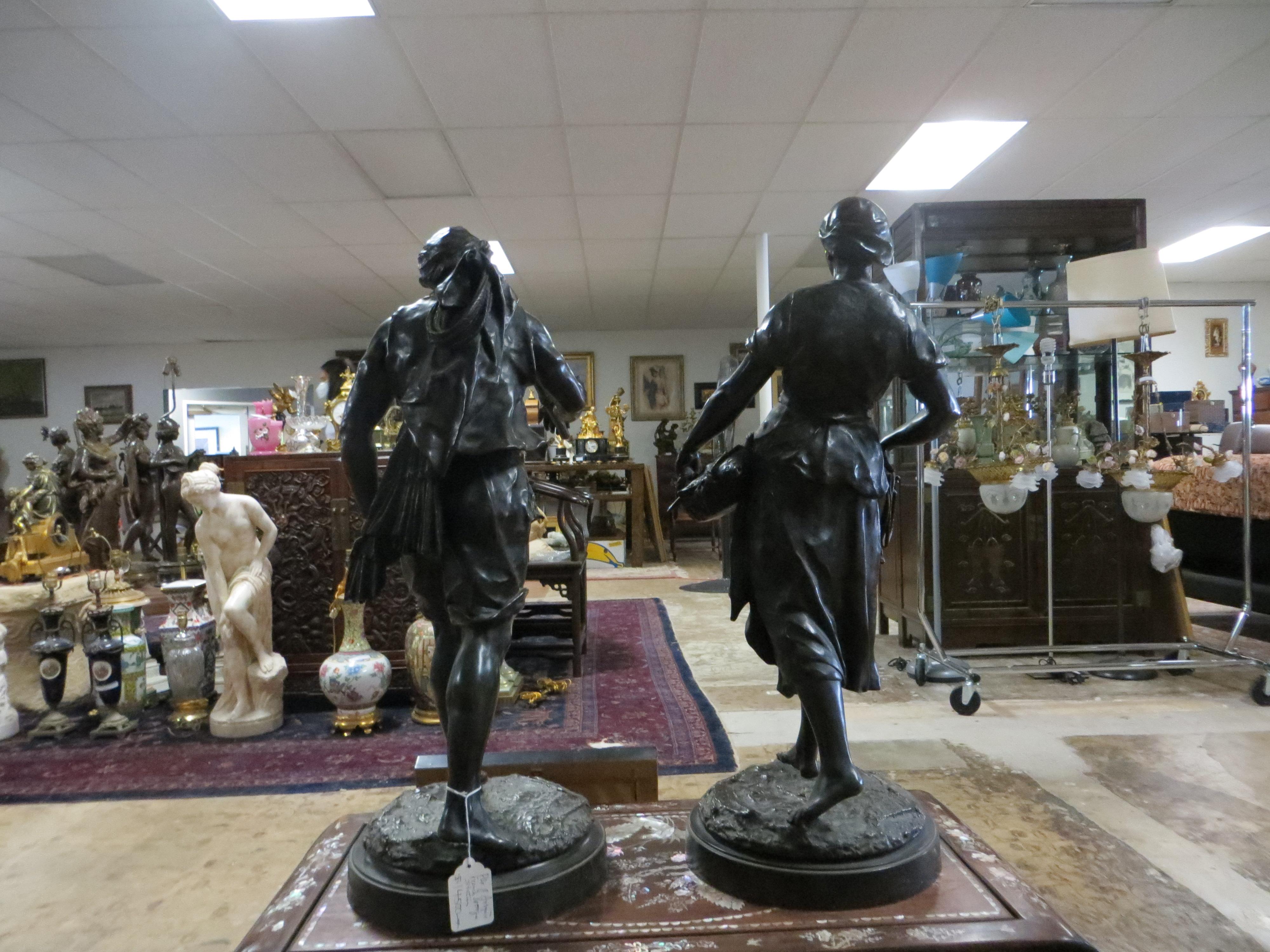 Pair Bronzes Statue's Signed By E. Picault 19 Century 4