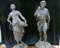 Pair Bronzes Statue's Signed By E. Picault 19 Century