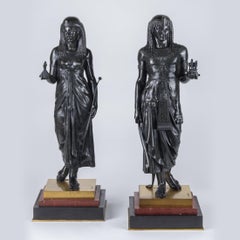 Pair of Figural Sculptures of King Menthuophi and Queen Nitocris