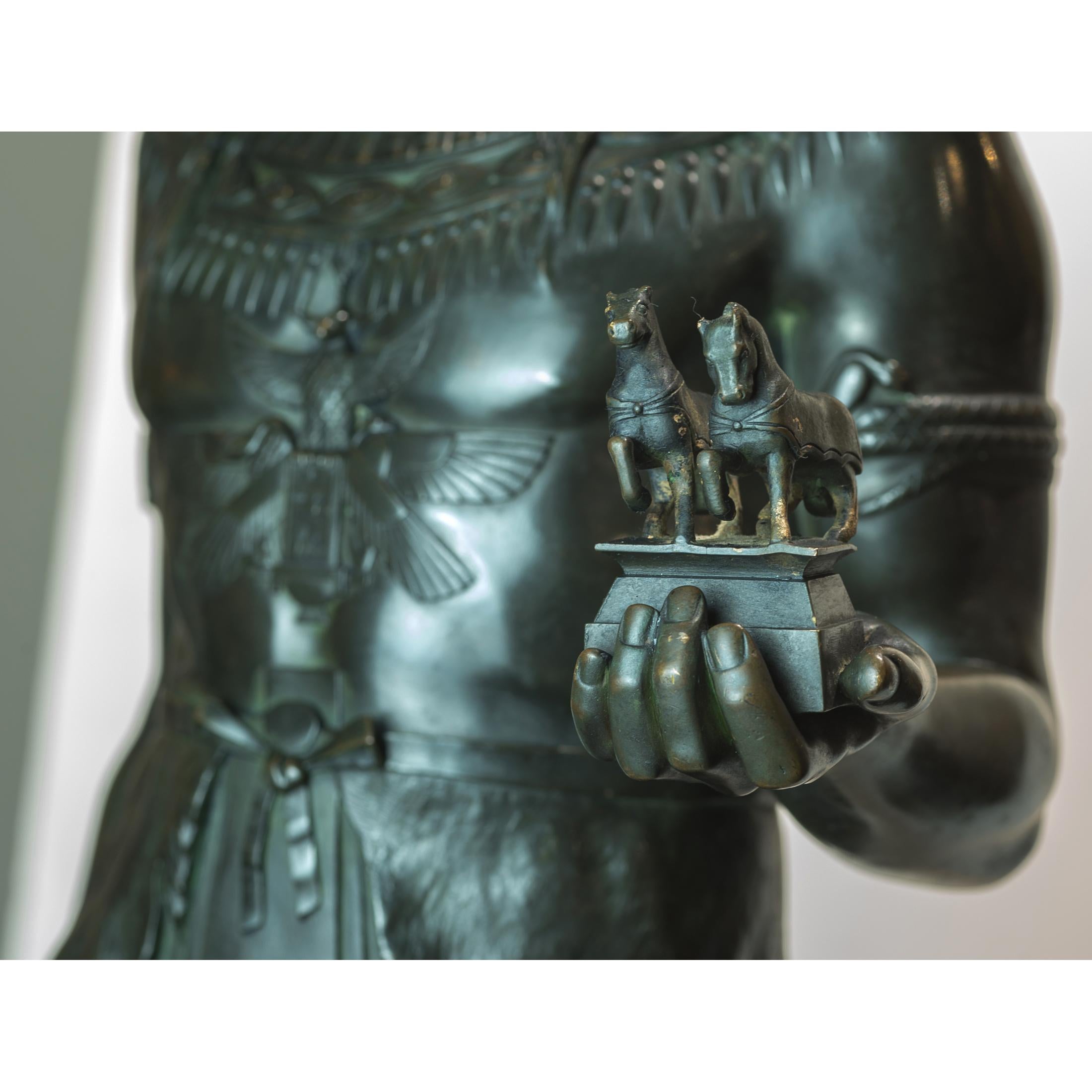 A Fine Émile Picault Patinated Bronze Figure of a Pharaoh - Gold Figurative Sculpture by Émile Louis Picault