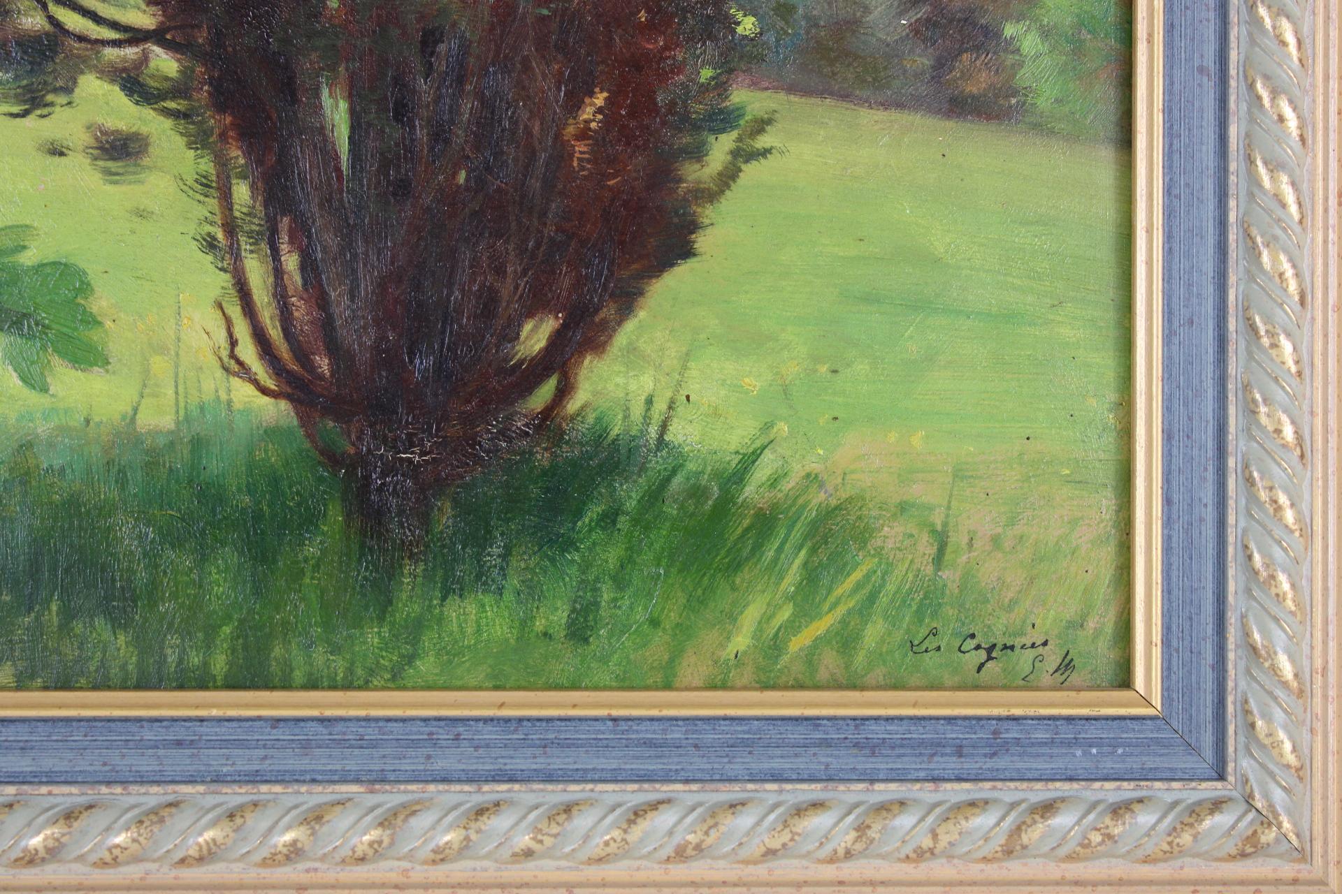 Landschaft, Original Öl auf Leinwand, Impressionist Émile Louis Thivier (1858-1922) im Angebot 1