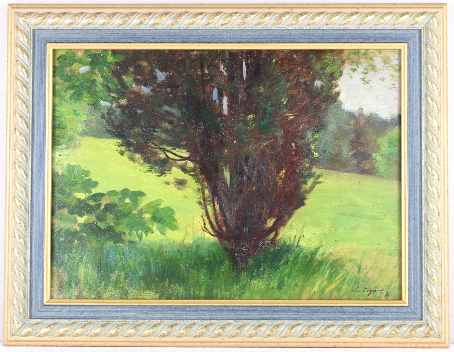 Emile Louis Thivier Figurative Painting – Landschaft, Original Öl auf Leinwand, Impressionist Émile Louis Thivier (1858-1922)