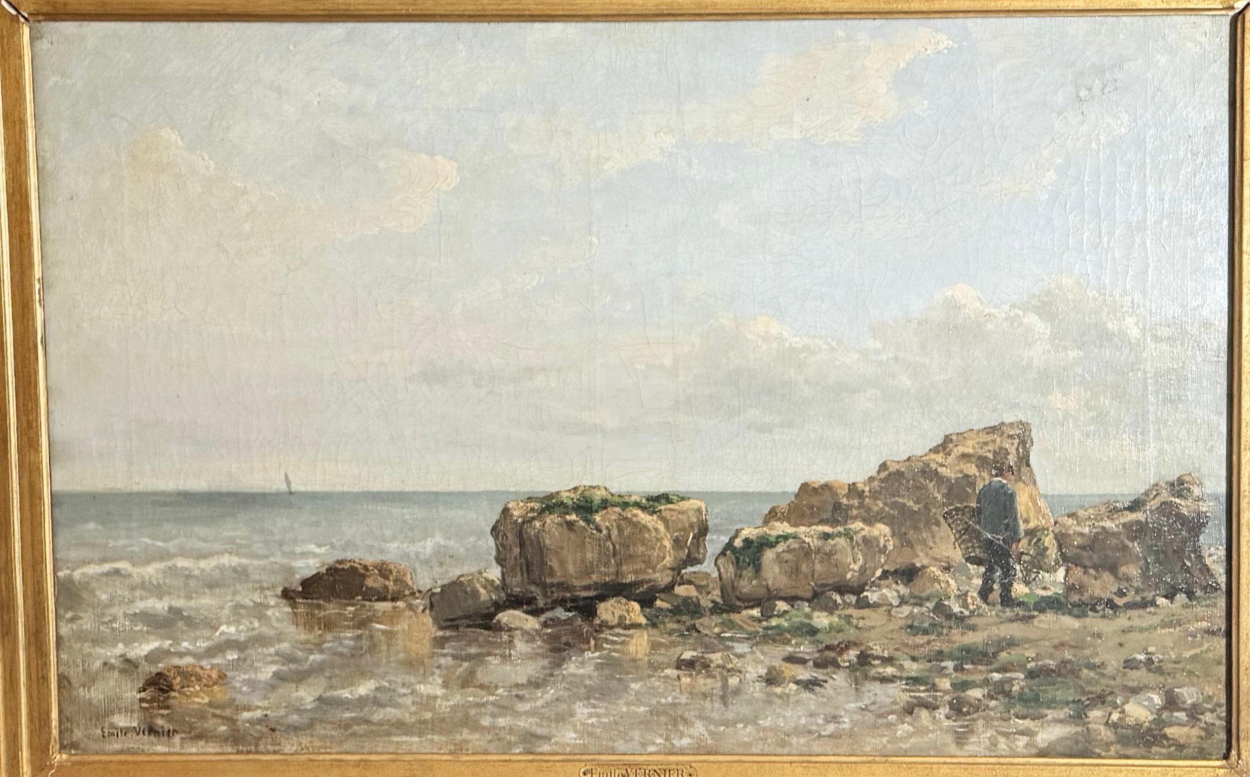 Émile Louis Vernier (1829-1887), Un playero, óleo sobre lienzo en venta 5