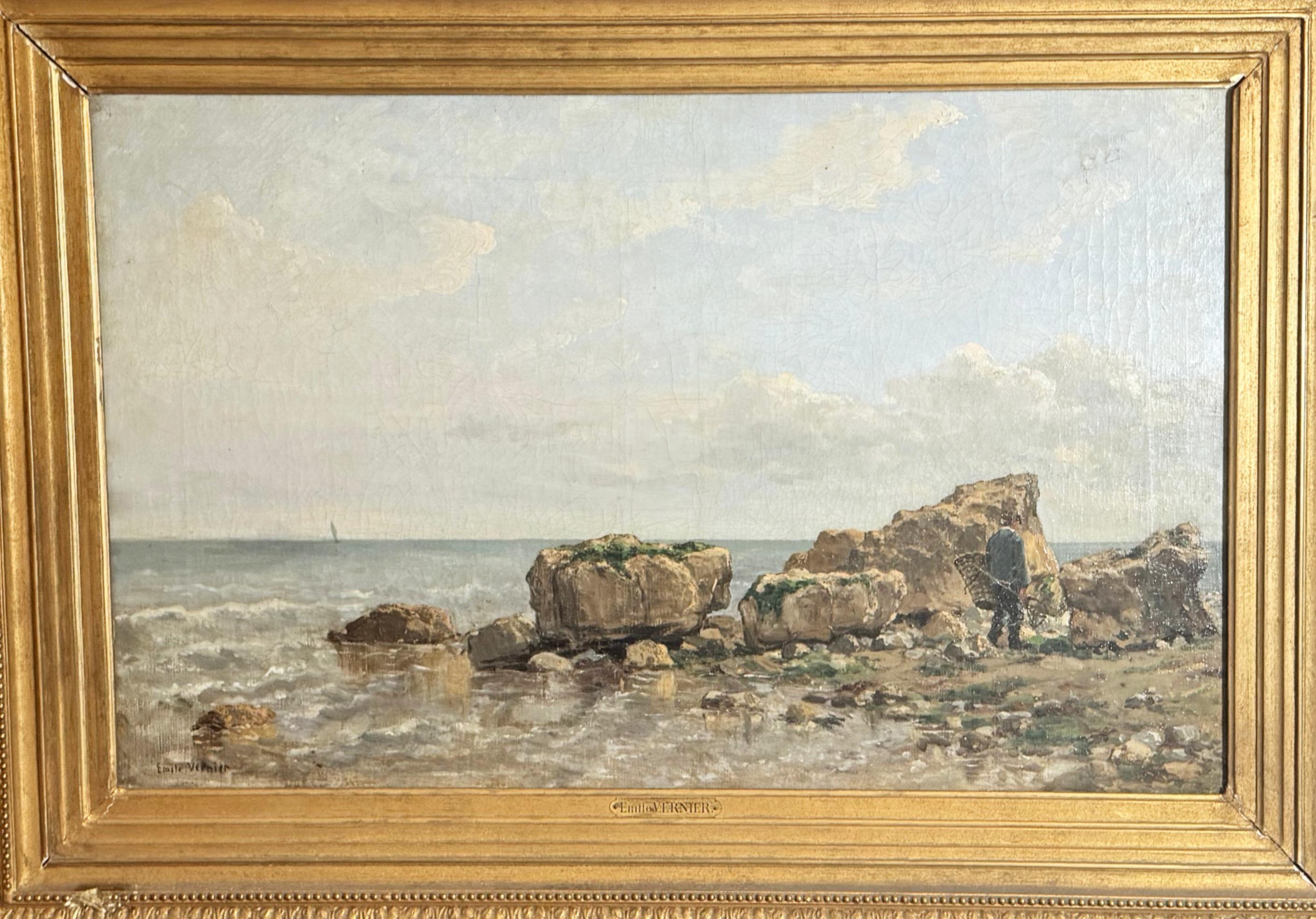 Émile Louis Vernier (1829-1887), Un playero, óleo sobre lienzo en venta 7