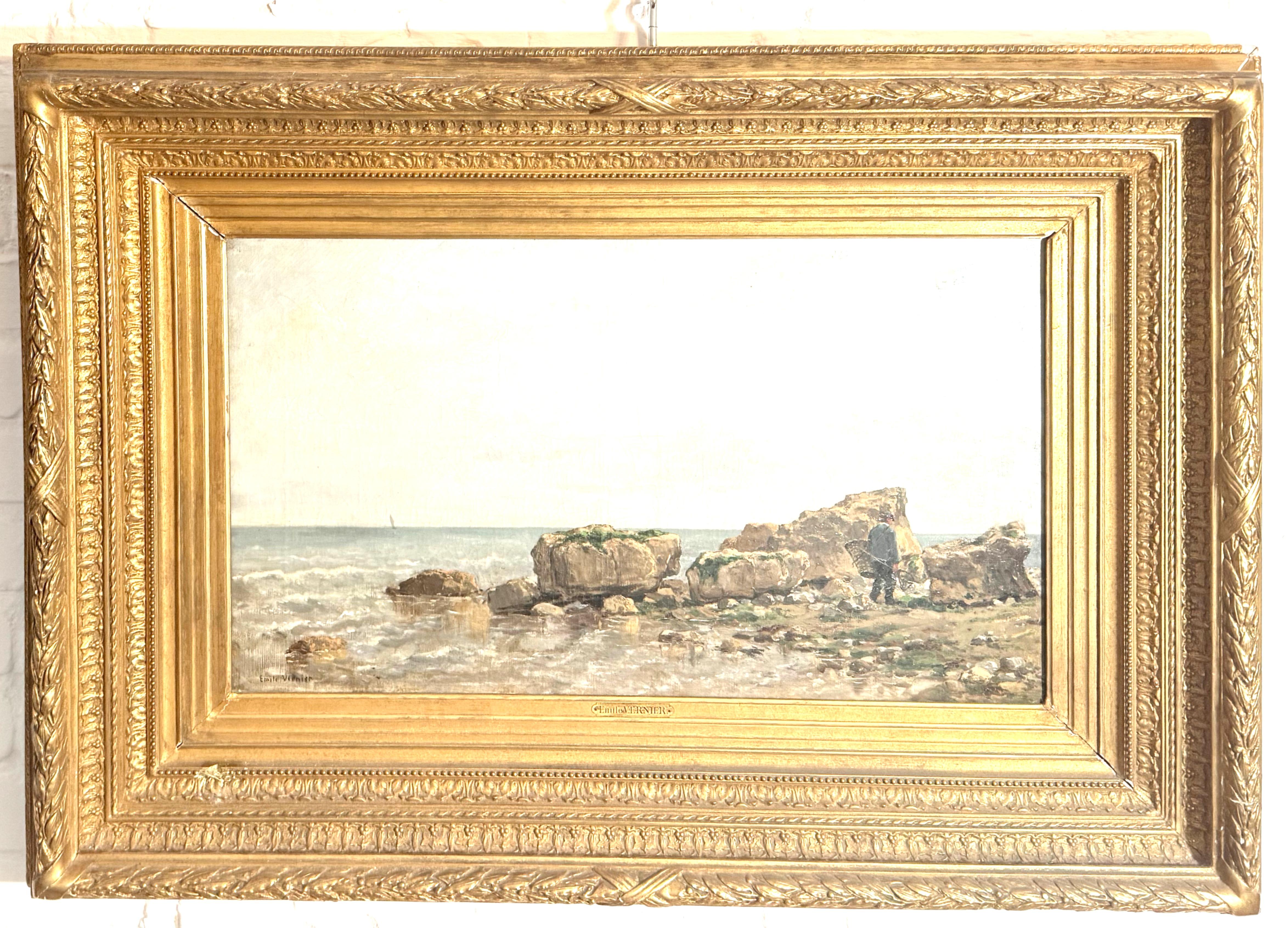 Émile Louis Vernier (1829-1887), a beachcomber, oil on canvas
