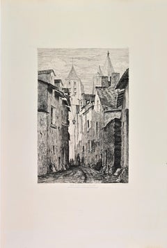 Rue St. Nicolas a Blois - Etching by Emile Louis Vernier - 1863