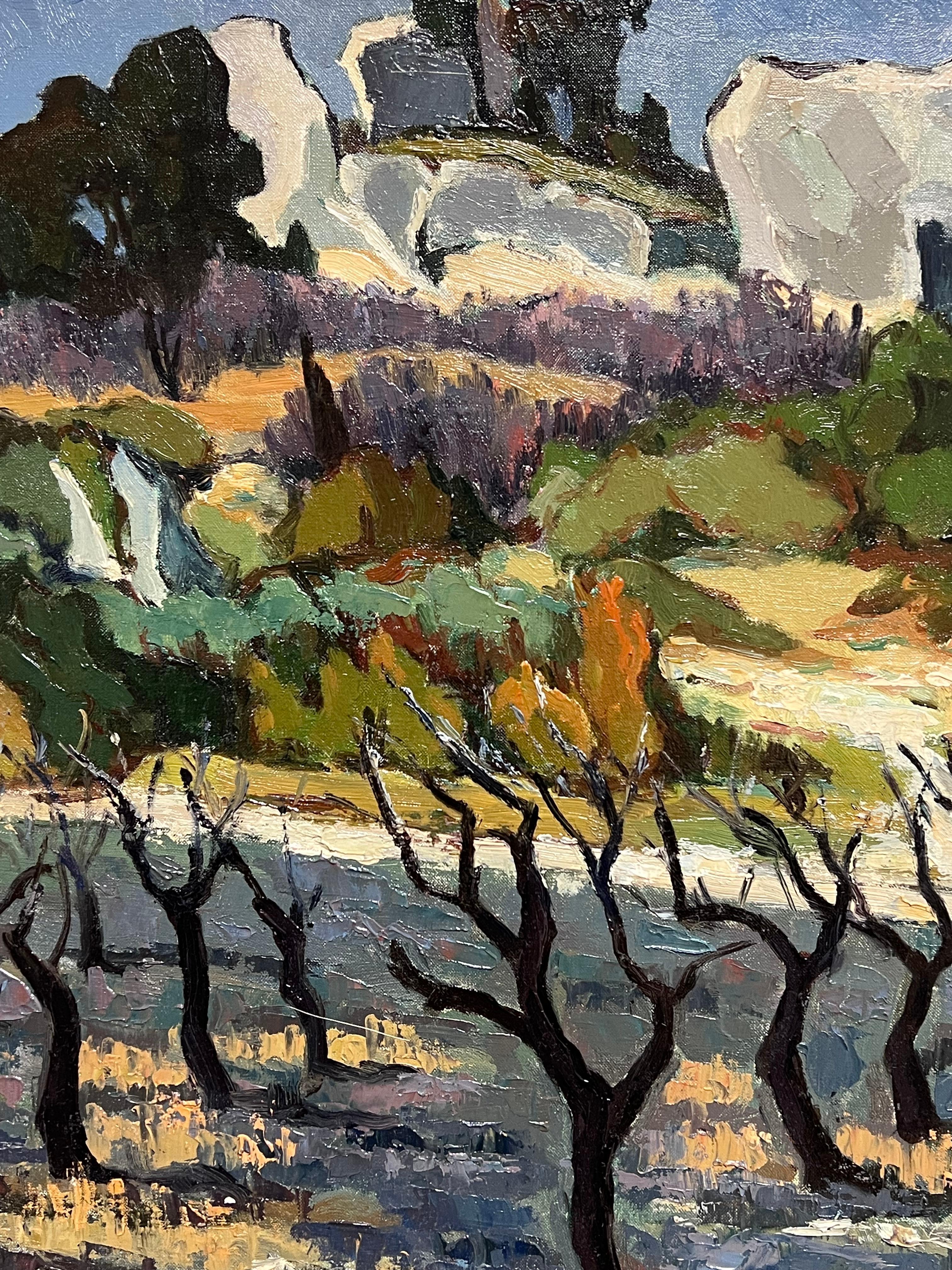 1960's French Post Impressionist Signed Oil Provencal Gnarled Almond Trees 1