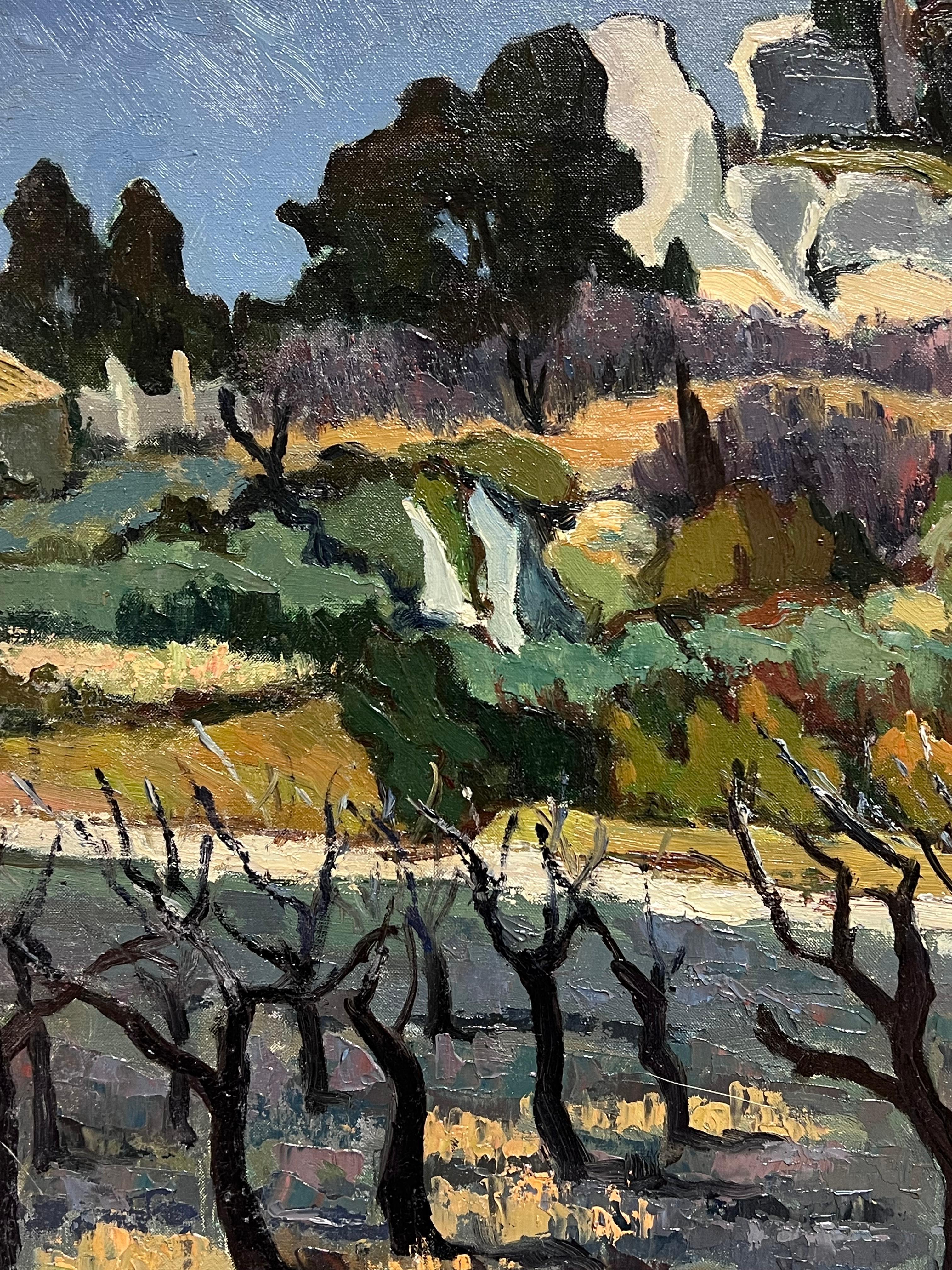 1960's French Post Impressionist Signed Oil Provencal Gnarled Almond Trees 4