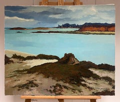Pintura al óleo impresionista francesa Paisaje marino de la costa de Bretaña Siglo XX