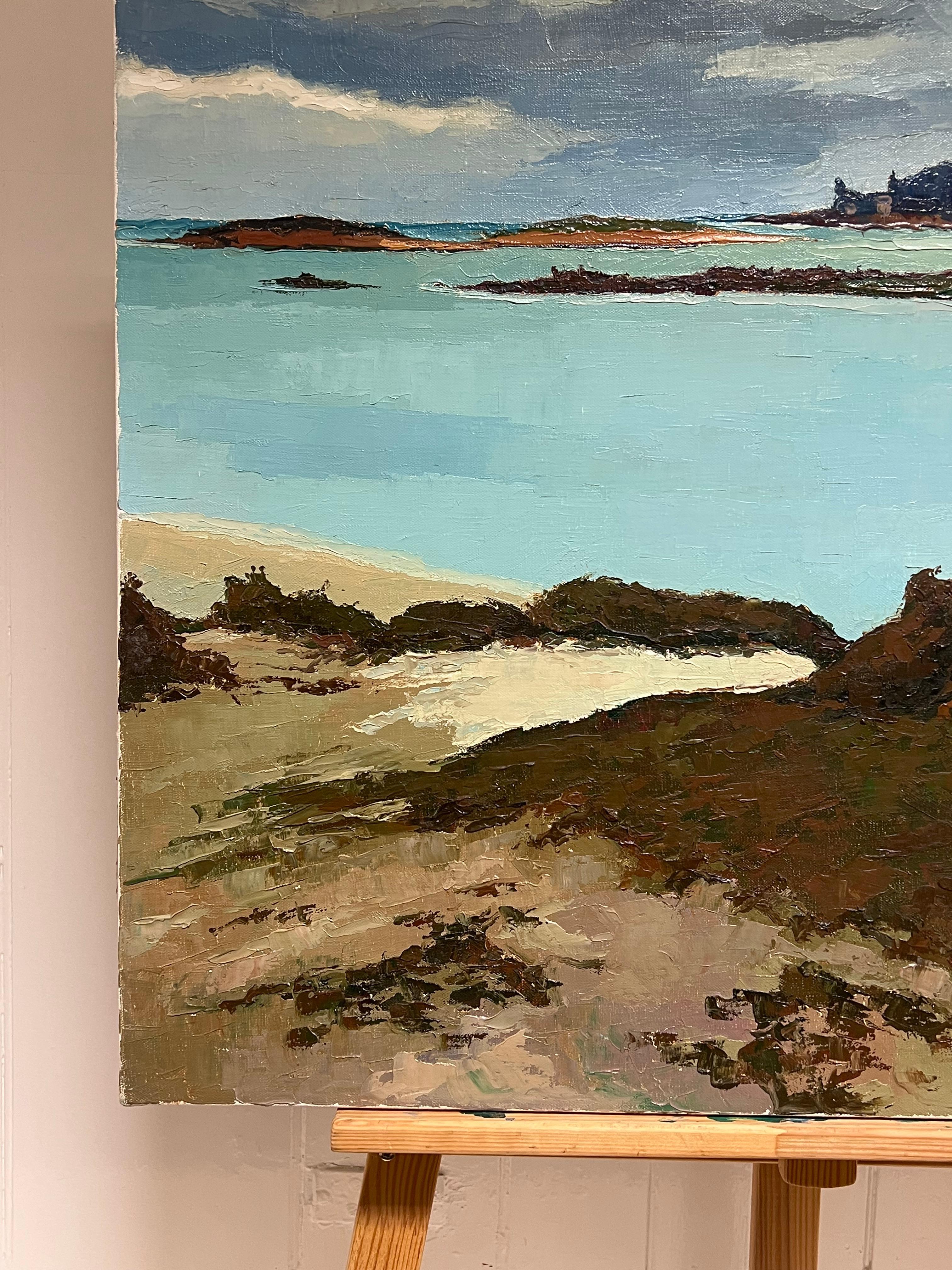 Französisch-impressionistisches Ölgemälde, Bretagne, Küstenlinie, Meereslandschaft, 20. Jahrhundert (Grau), Landscape Painting, von Emile Margenet