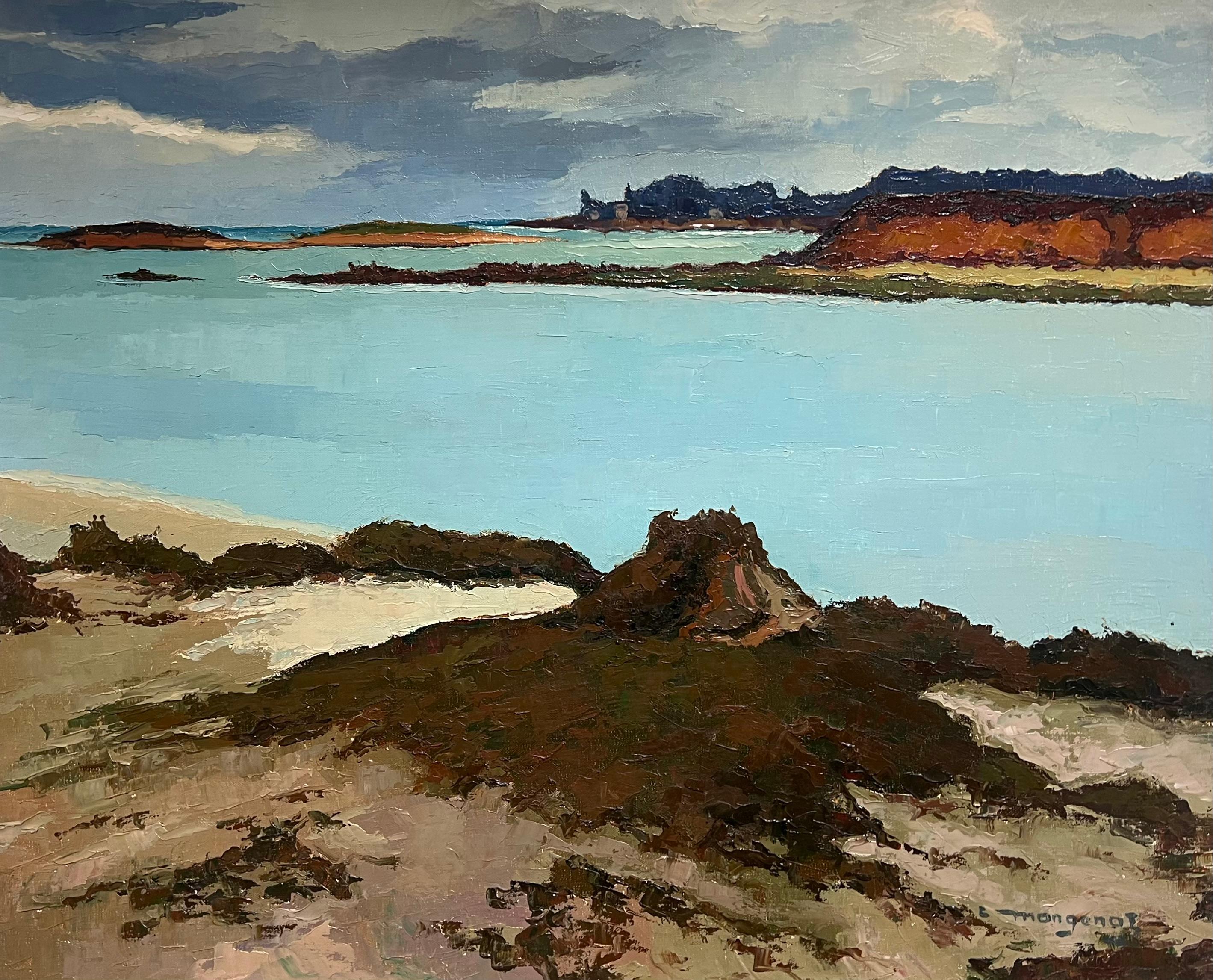 Französisch-impressionistisches Ölgemälde, Bretagne, Küstenlinie, Meereslandschaft, 20. Jahrhundert