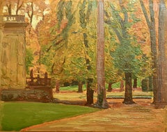The Park and Classical Pavillion at Versailles, Oil on Panel, Post-Impressionist