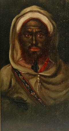 Emile Marin (1876-1940) - Framed Oil, Portrait of a Bedouin Man